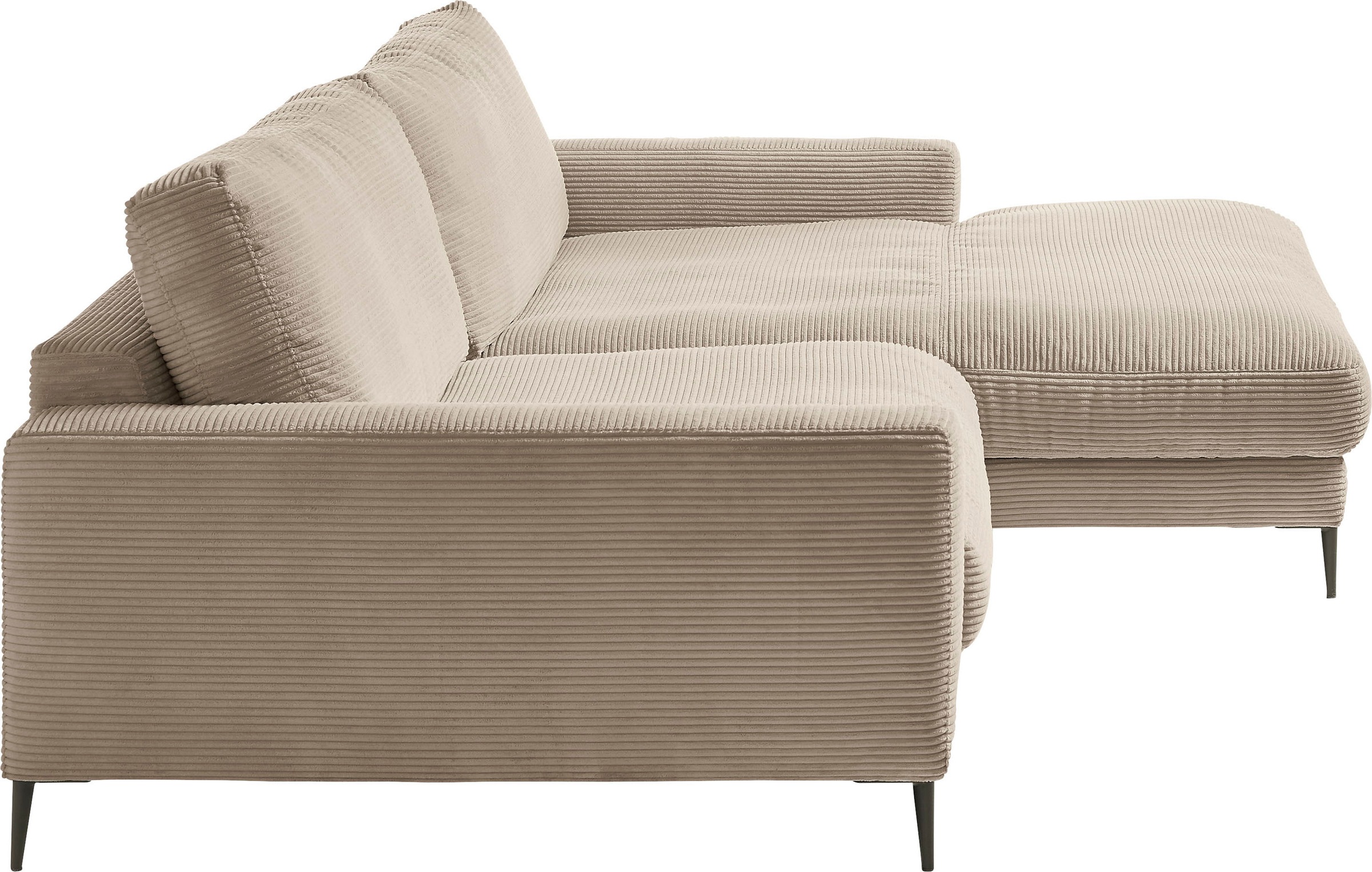INOSIGN Ecksofa »Downtown, B/T/H: 272/190/84 cm L-Form«, weicher Sitzkomfort auch in Cord und Bouclé, incl. Zierkissen