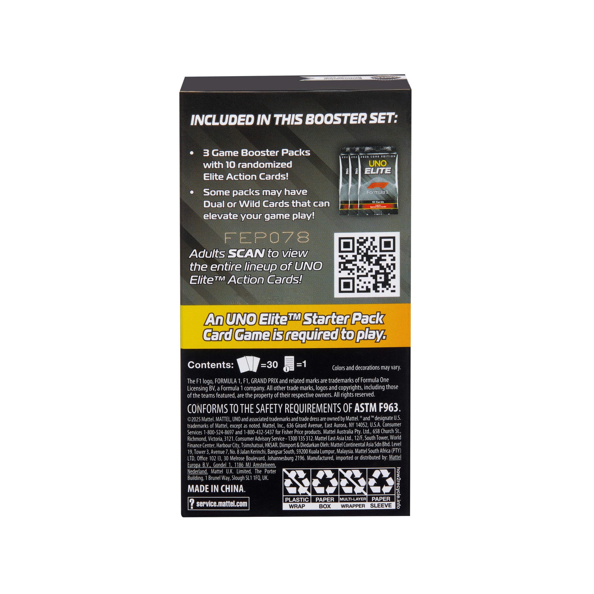 Mattel games Spiel »UNO Elite F1 Booster-Set« Ergänzung zu UNO Elite F1 Starter-Set