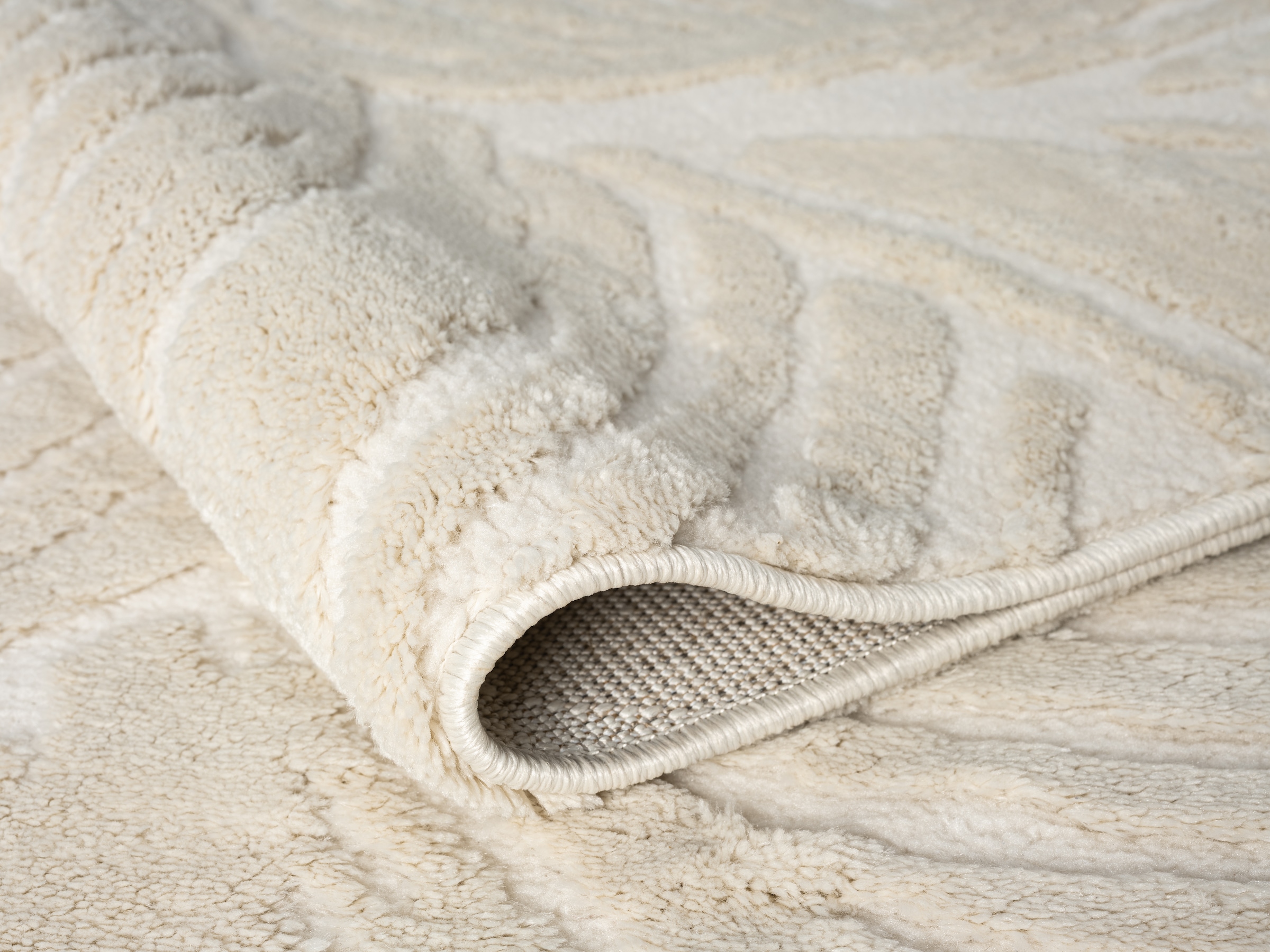 OTTO home Teppich »Samia, Hoch-Tief-Struktur« rechteckig 19 mm Höhe leichter Glanz, Floral, Blätter, Modern, Wohnzimmer, Schlafzimmer