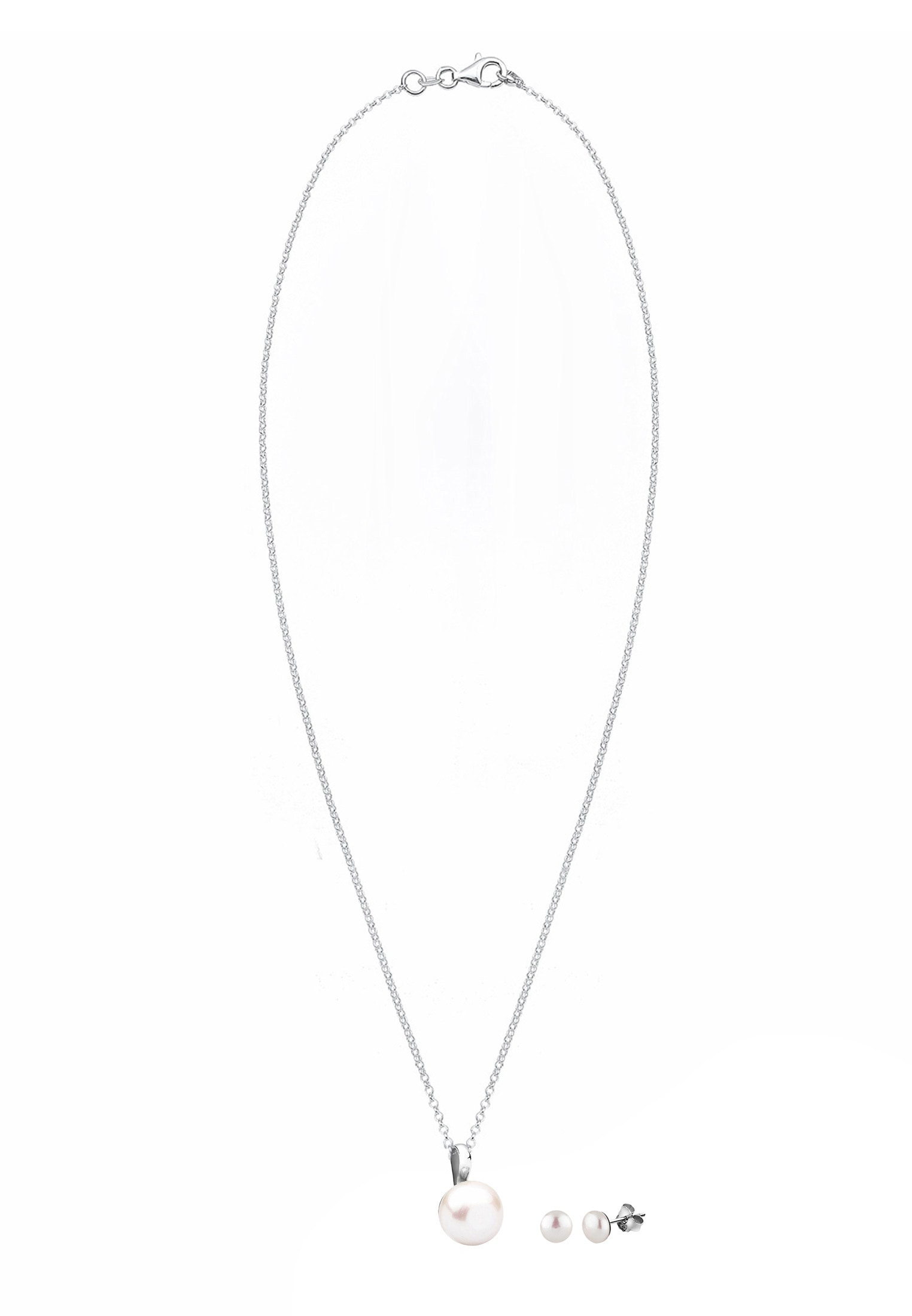 Nenalina Ohrring und Ketten Set »Schmuckset Halskette Ohrstecker Süßwasserperlen 925 Silber« ()