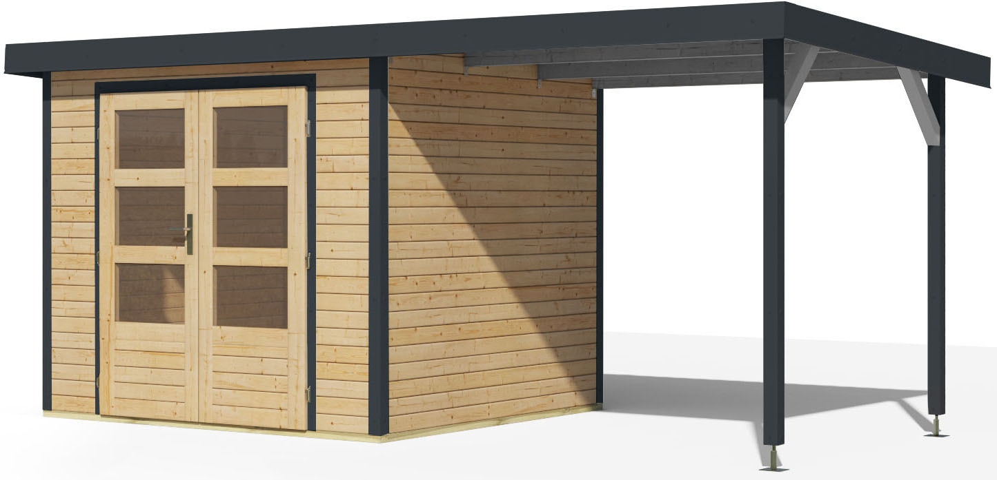 Karibu Gartenhaus »Jupiterino 3  SET, in verschiedenen Farben« inkl. Anbaudach