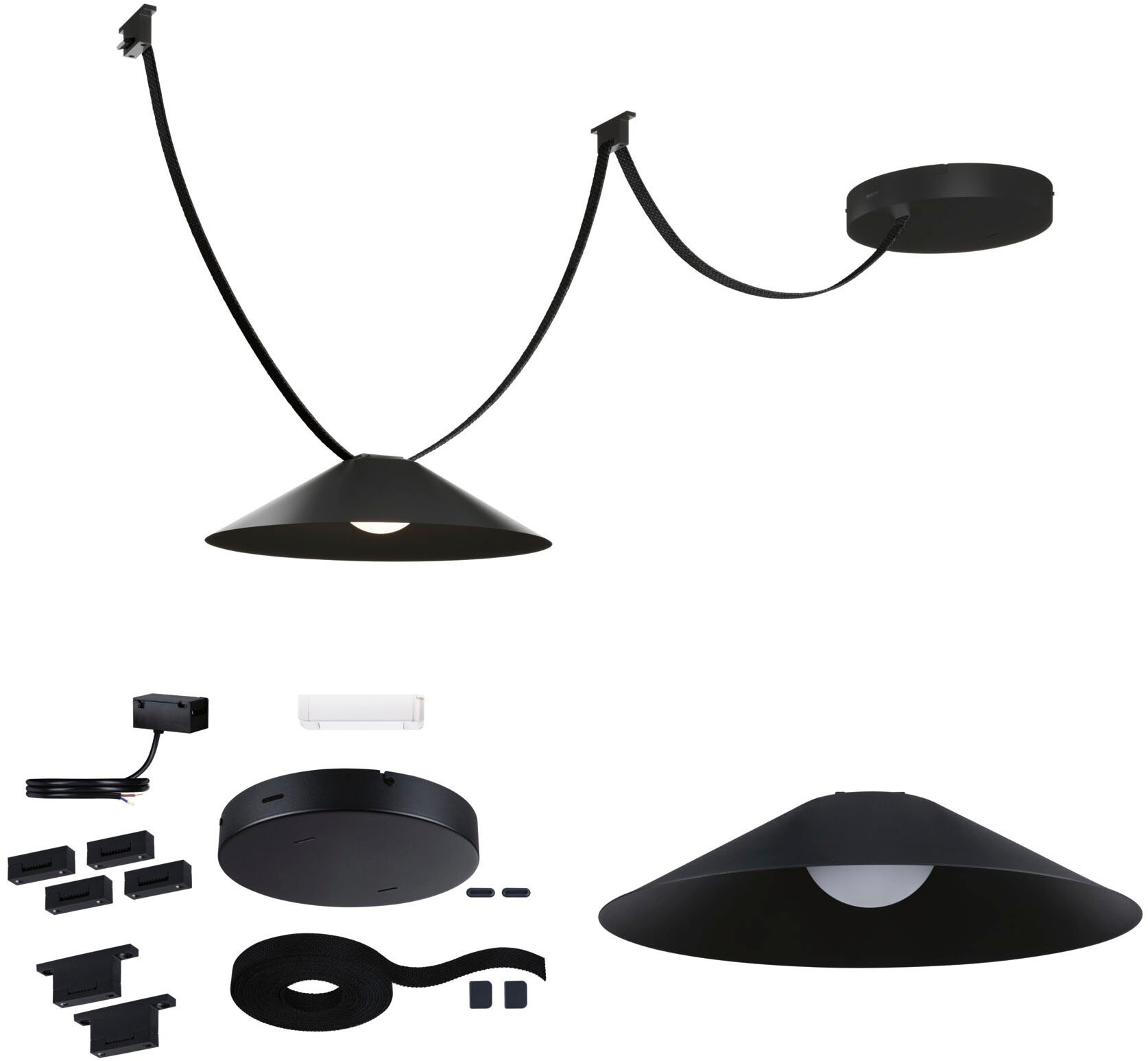 Paulmann Hängeleuchte »ULine Gurt Belt  Starterset 5m 12W Schwarz« 11 Stk. Warmweiß