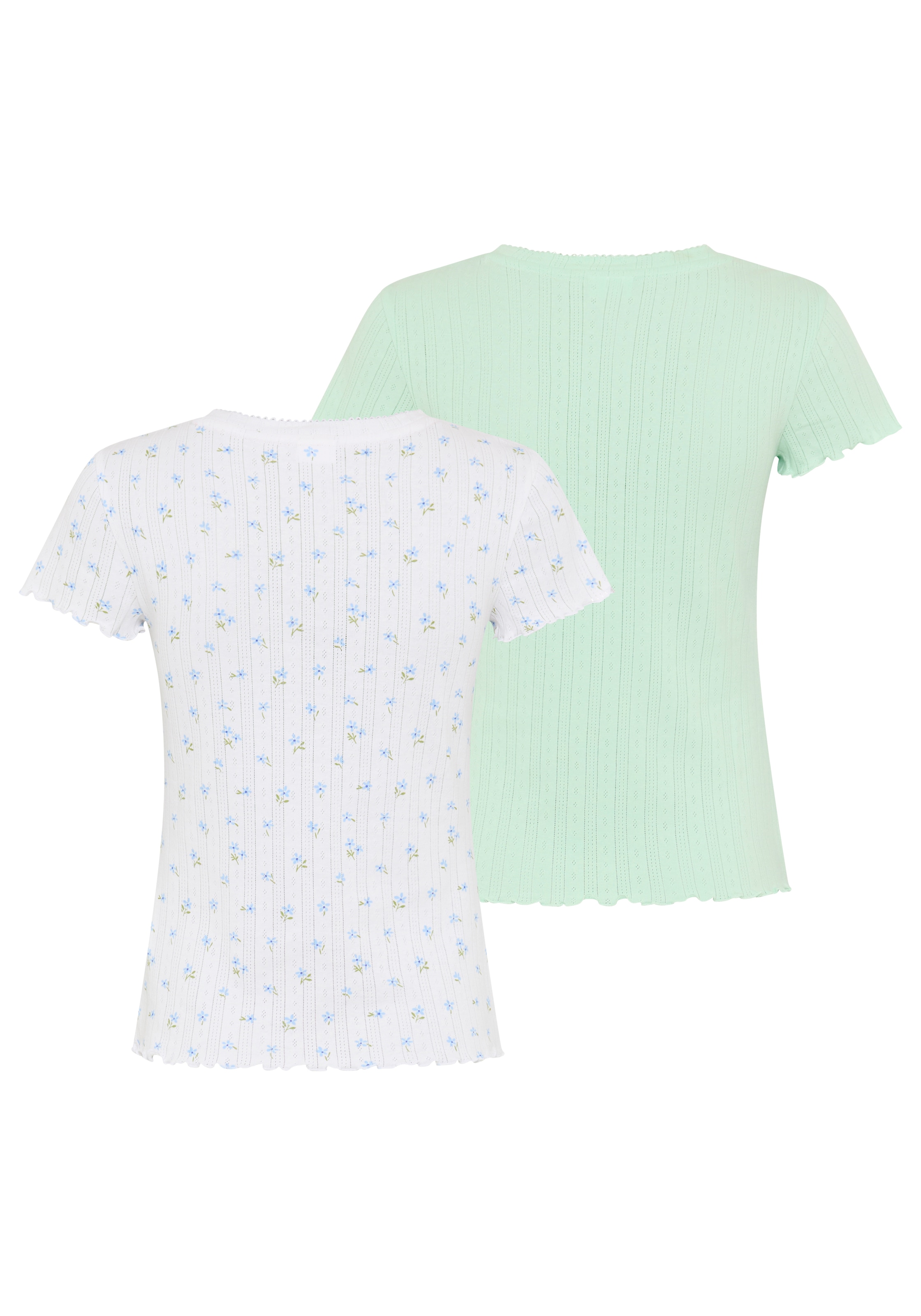 KangaROOS T-Shirt Packung, Doppelpack, 2 mit Knopfleiste aus Pointelle