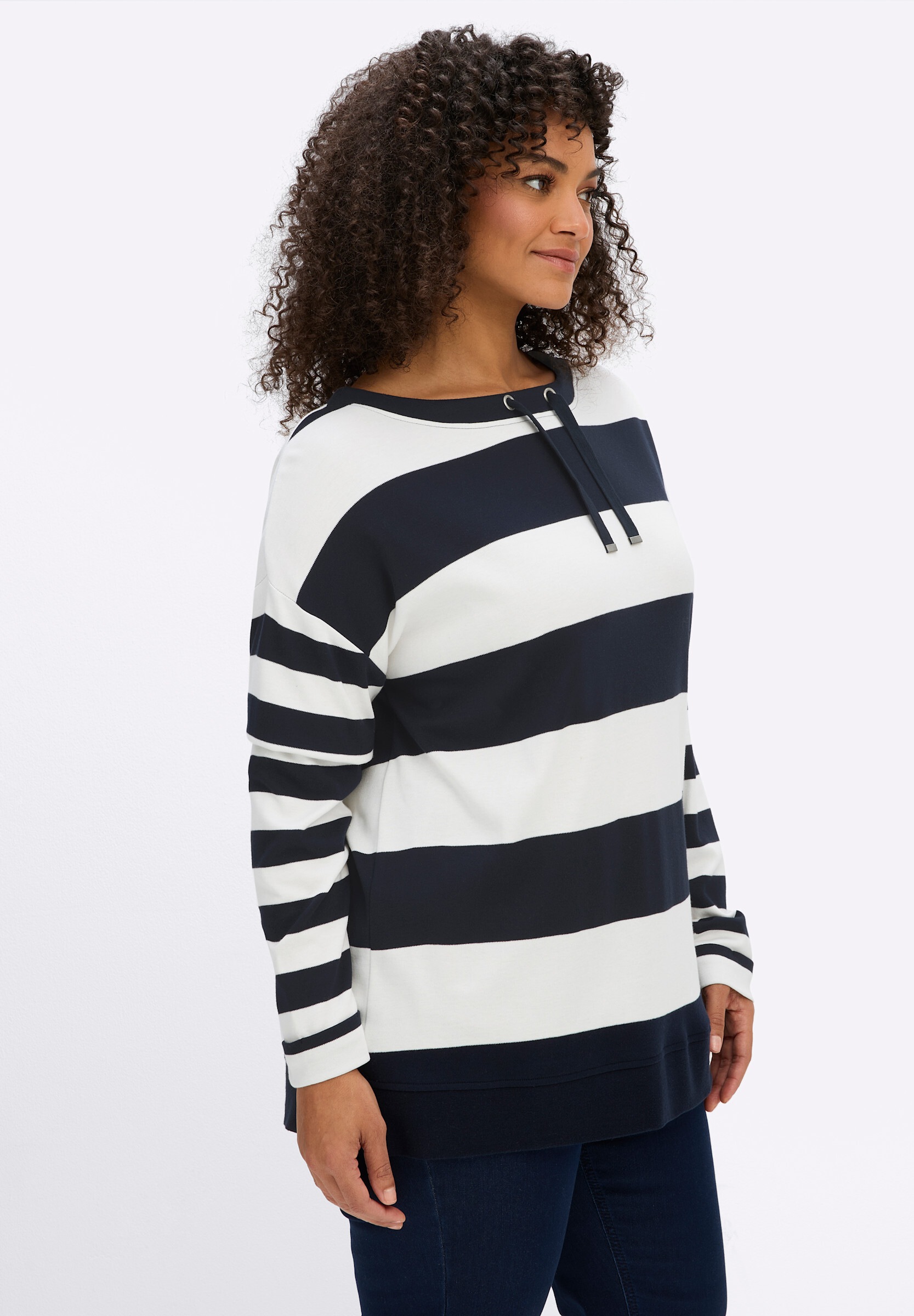Sheego Sweatshirt »Sweatshirt Sweatshirt im Streifen-Mix«
