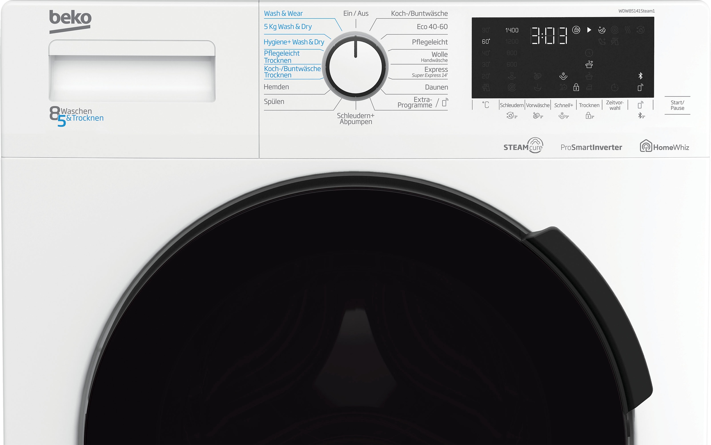 »WDW85141Steam1« Jahren XXL Waschtrockner mit Garantie BEKO 3