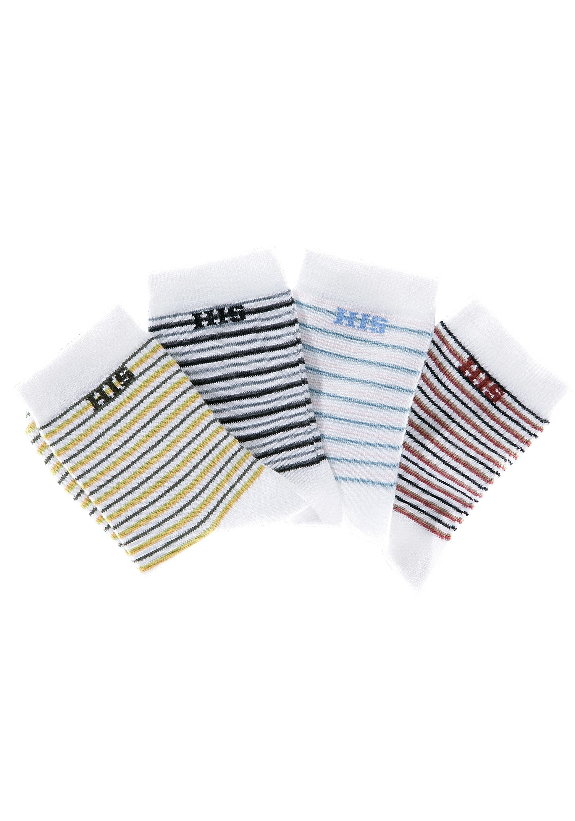 H.I.S Basicsocken, (Set, 4 Paar), mit eingestricktem Markenlogo