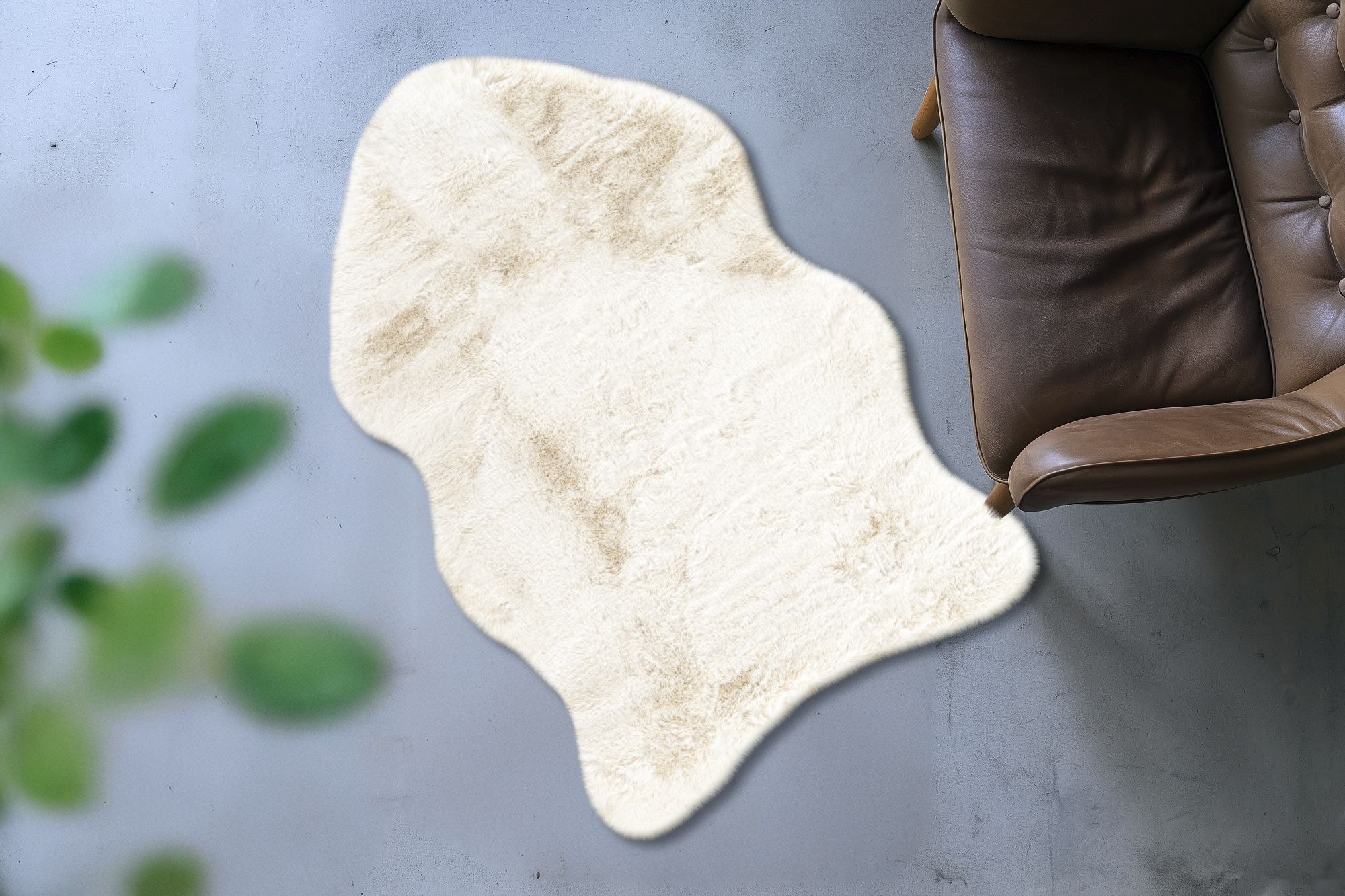 Obsession Fellteppich »Infinity 201« fellförmig 40 mm Höhe Kunstfell, Uni Farben, Kaninchenfell Haptik, supersoft