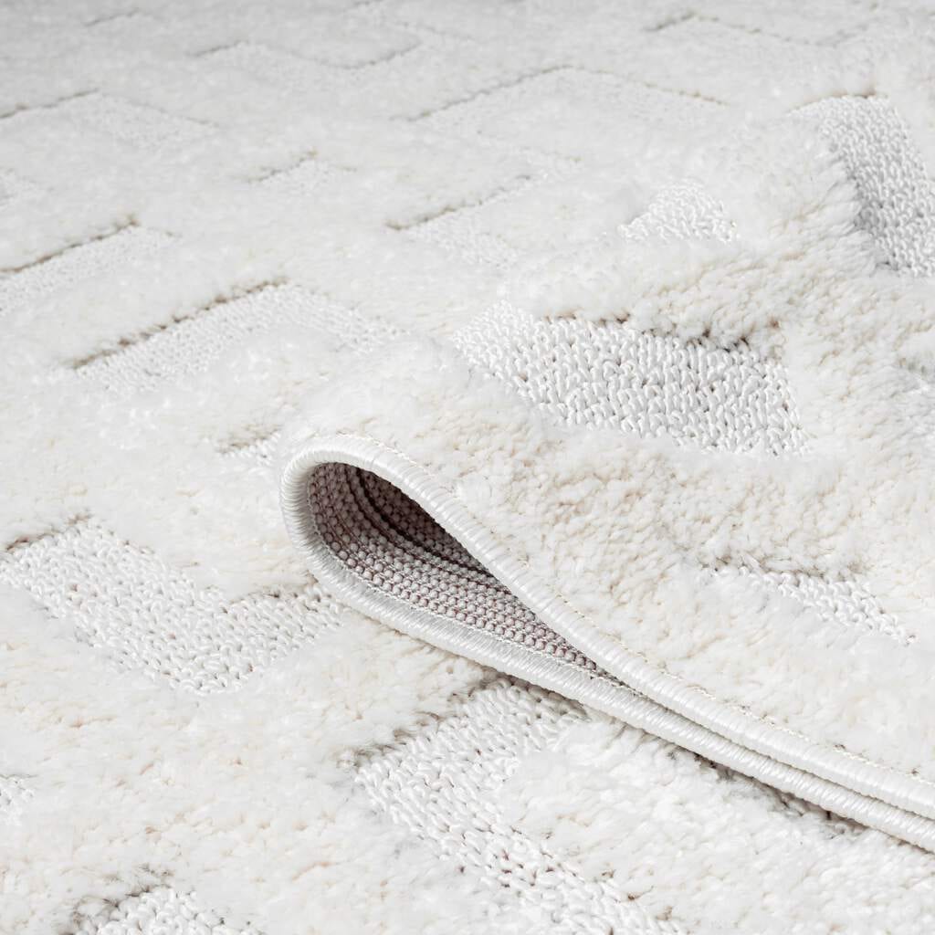 Carpet City Hochflor-Teppich »FOCUS737«, rund, 20 mm Höhe, Boho-Teppich, Hochtief-Muster/ 3D-Effekt, für Wohnzimmer, Schlafzimmer