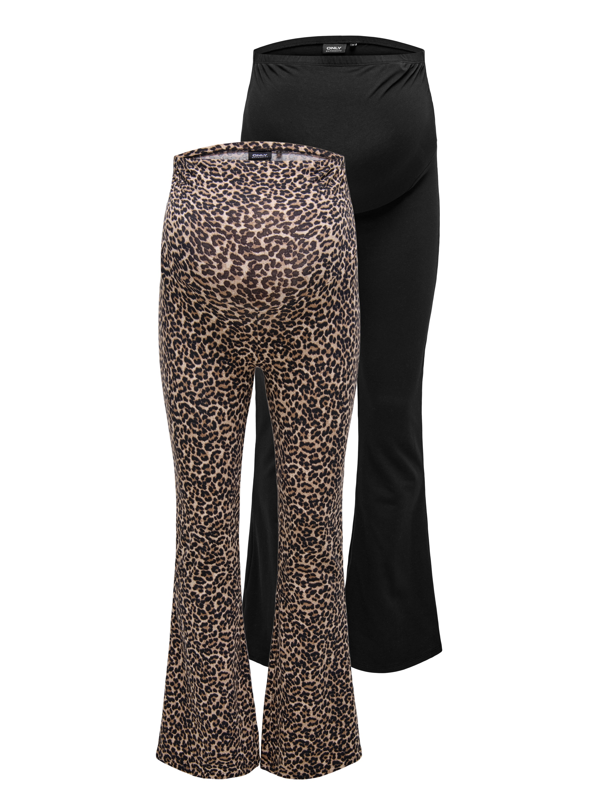 ONLY MATERNITY Umstandsleggings »OLMLOVELY LEO FLARED PANT 2-PACK NOOS«, (Packung, 2 tlg.)