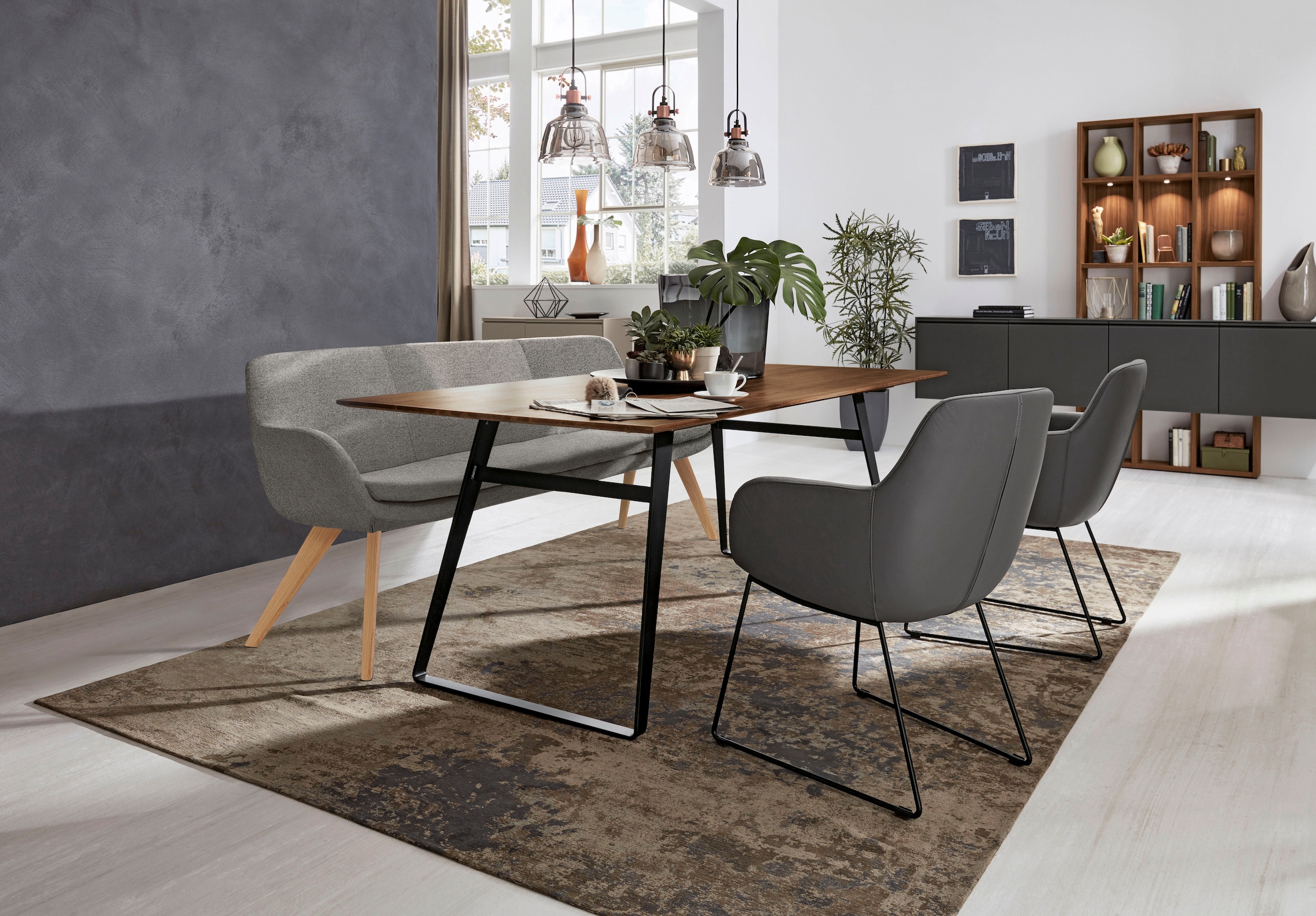 Musterring Essbank »Tavia«, Stativgestell aus Eiche bianco massiv, Breite 180, 200 oder 220 cm
