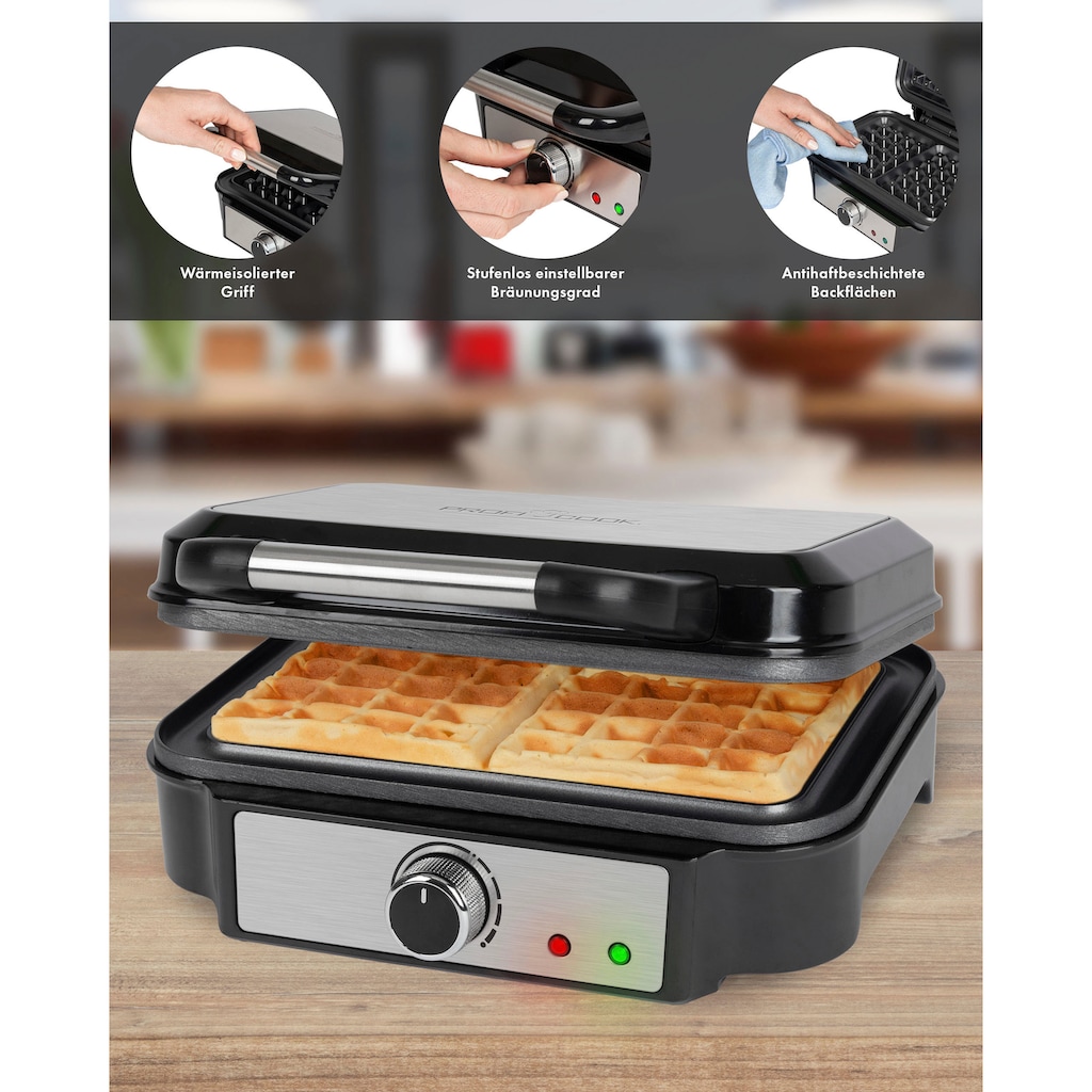 ProfiCook Waffeleisen »PC-WA 1240 inox«, 1000 W