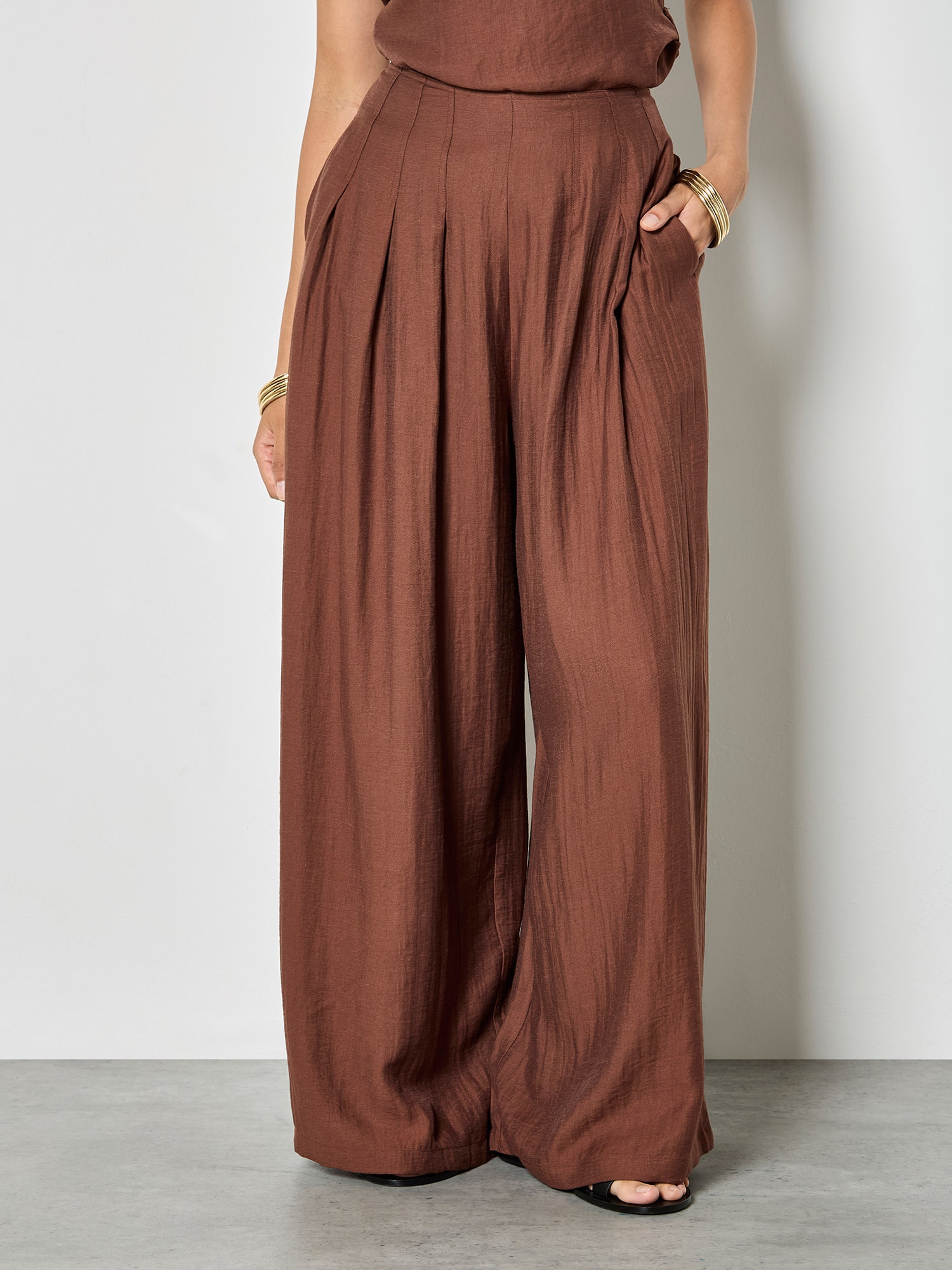 Apricot Palazzohose »Weite Hose aus strukturiertem Twill«  mit Plissee