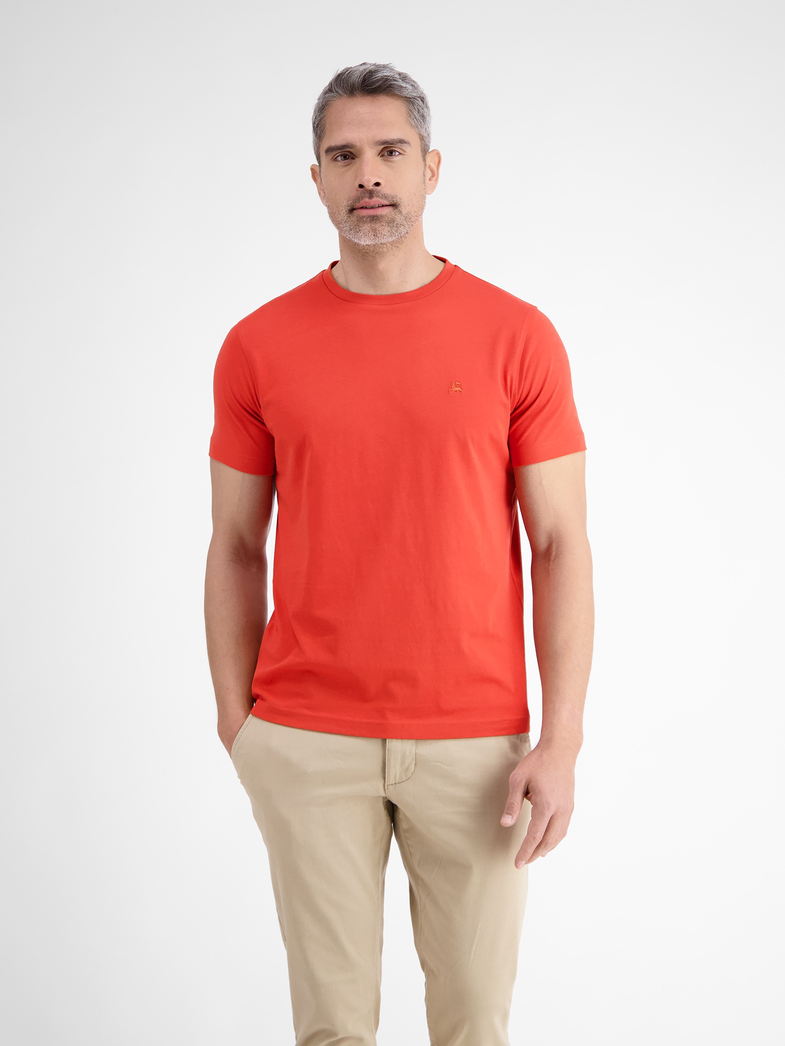 LERROS Rundhalsshirt mit Logo Stickerei