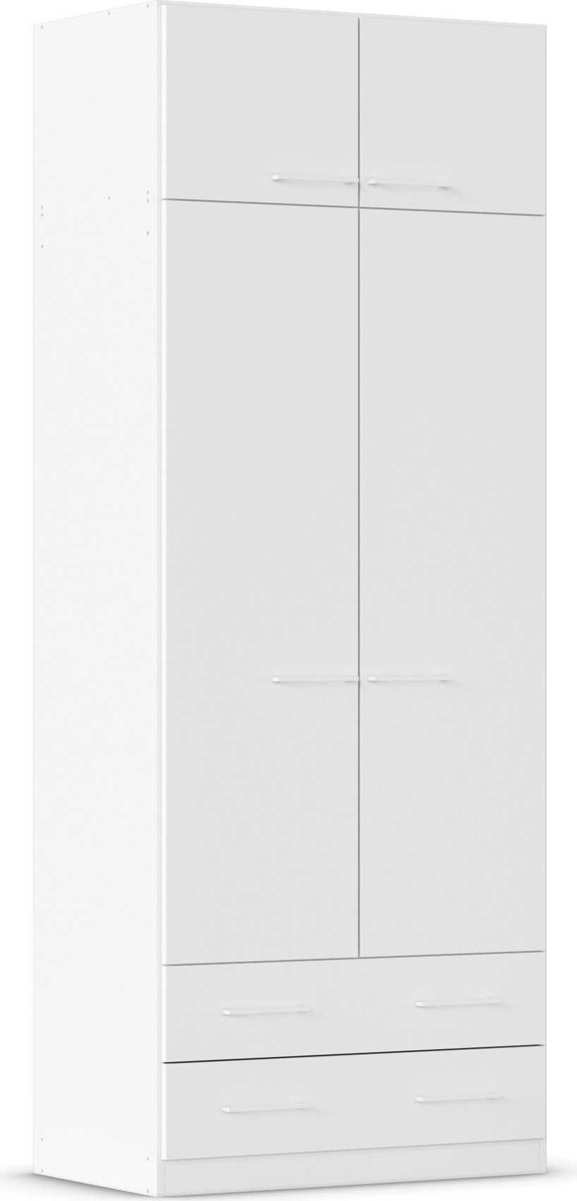 rauch Drehtürenschrank »Prandon A«, (Set, 2 St.), mit 2 Schubladen sowie Aufsatzelement, Metallgriffe in Weiß