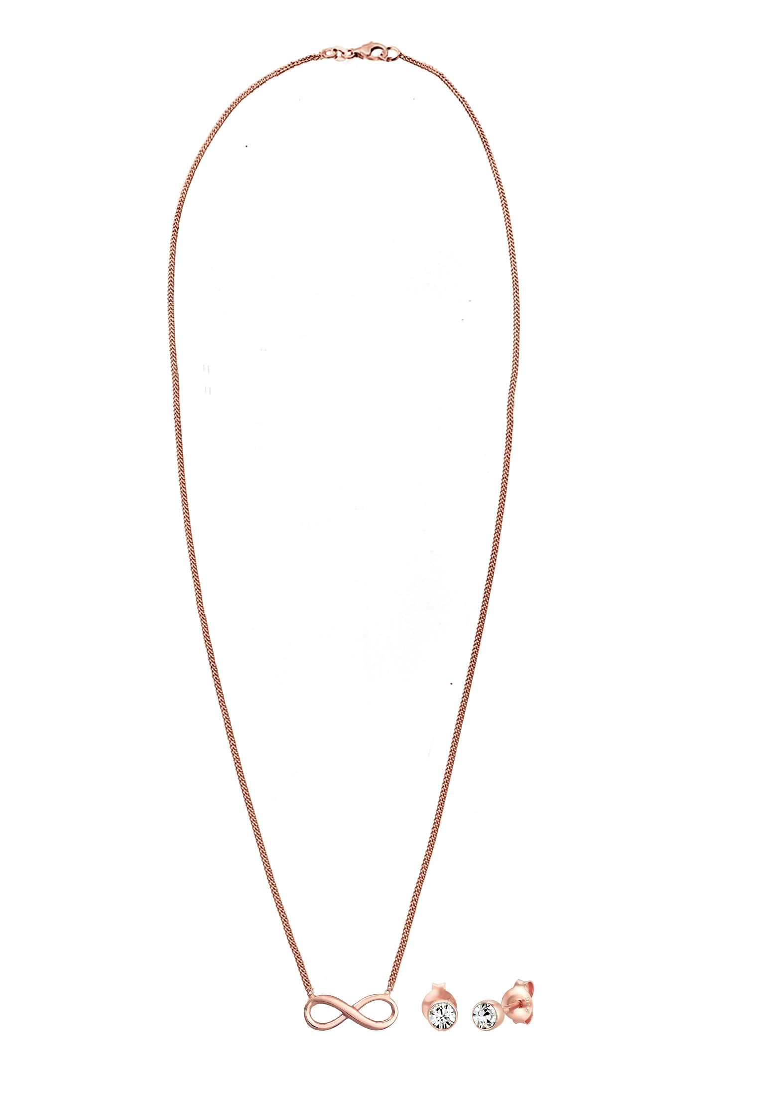 Elli Ohrring und Ketten Set »Schmuckset Infinity Ohrstecker Weiß 925 Sterling Silber, mit Kristallen von Swarovski®«