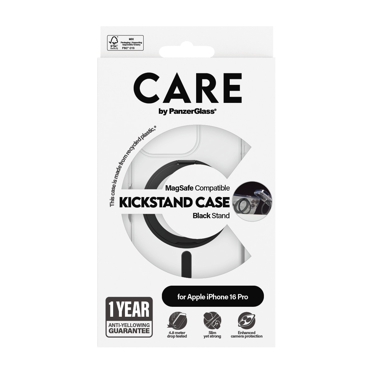 CARE by PanzerGlass Handyhülle »Kickstand Case für Apple iPhone 16 Pro«, Backcover, Schutzhülle, Handyschutzhülle, Case, Schutzcase, stoßfest