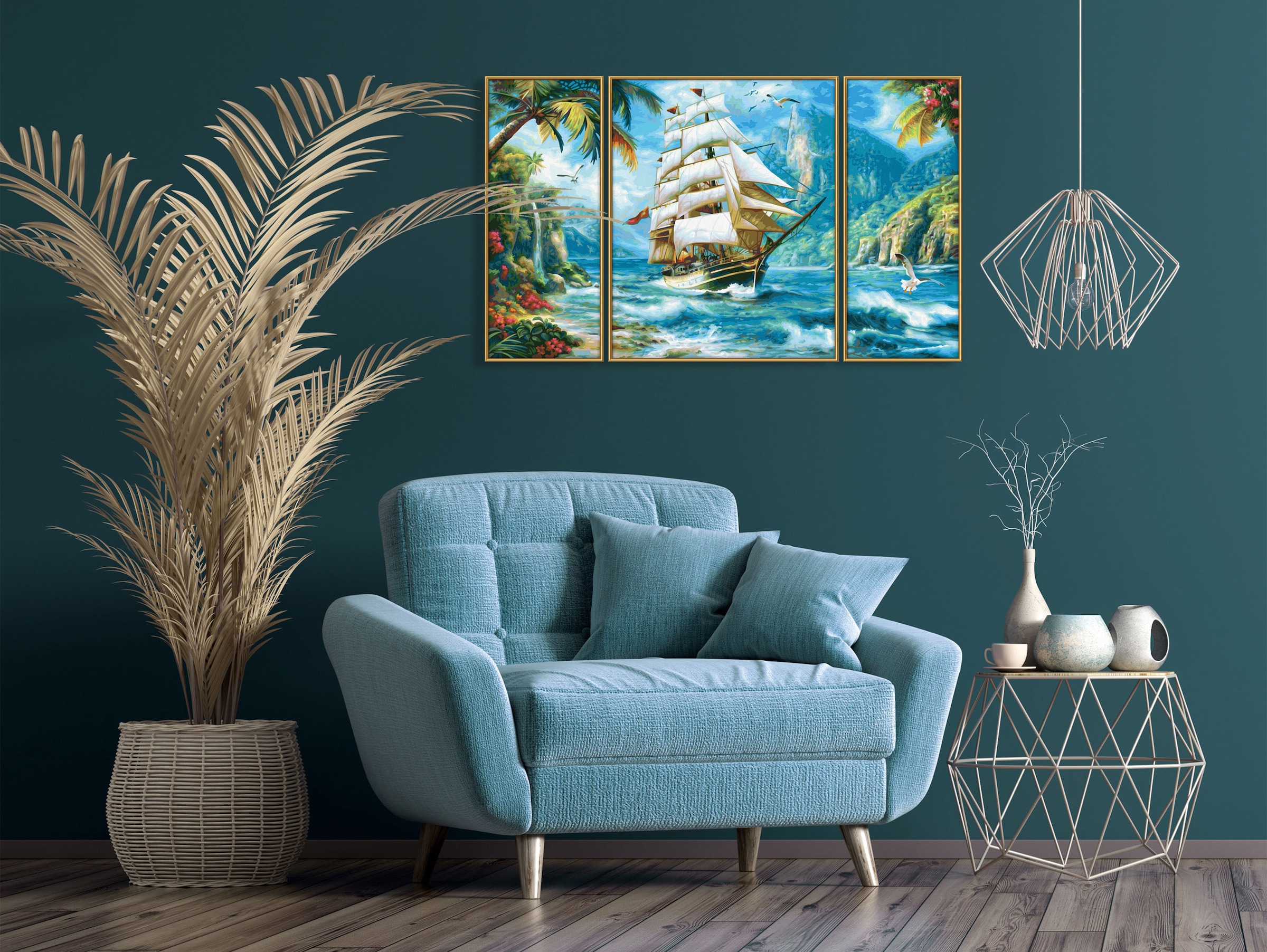 Schipper Malen nach Zahlen »Meisterklasse Triptychon - Segelschiff in der Südsee« Made in Germany