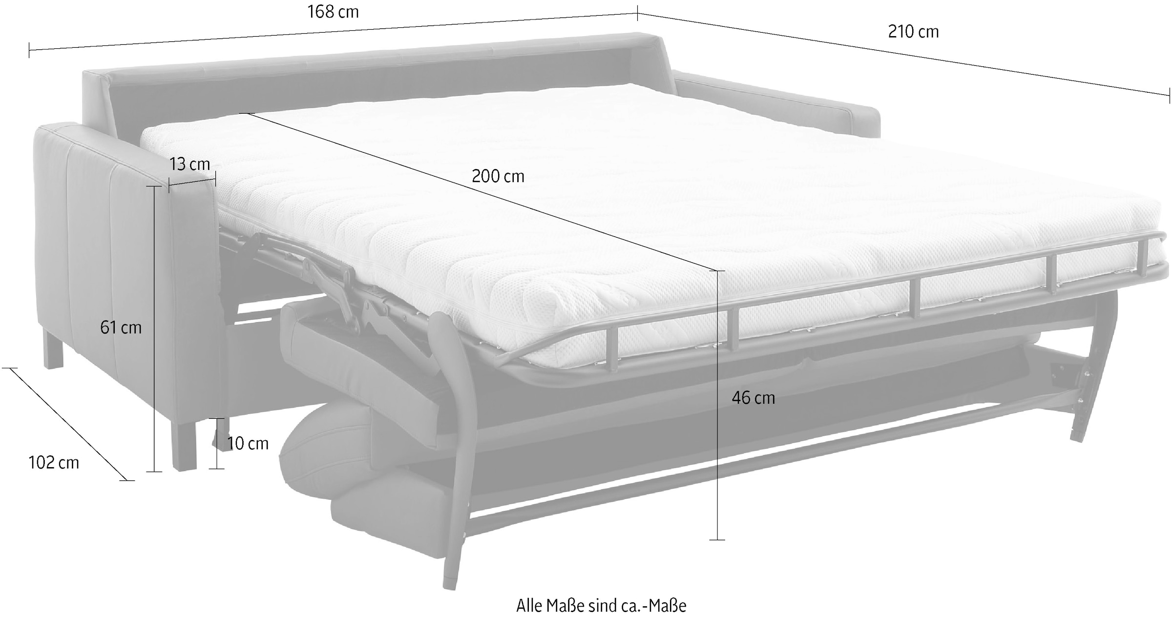 Home affaire Schlafsofa »Calestra, Lederbezug, 2-Sitzer mit Kaltschaummatratze, Breite 168 cm« Längsschläfer mit echter Dauerschläferfunktion & flexibel stellbar
