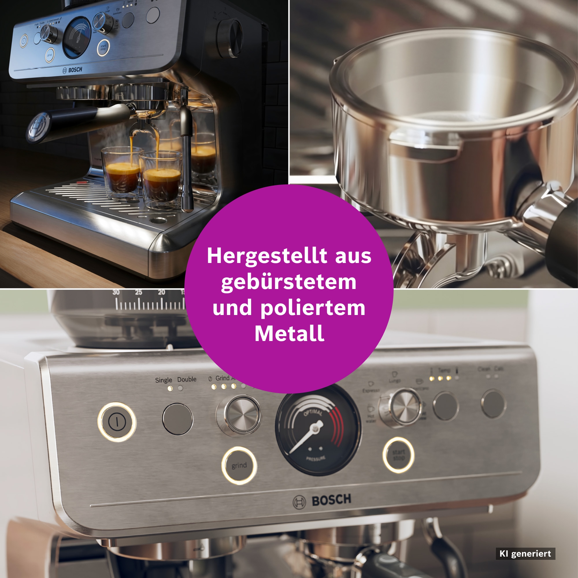 BOSCH Espressomaschine »Bosch halbautomatische Siebträgermaschine HomeCafé Serie 4« Integriertes Mahlwerk, 58mm-Siebträger, 30 Mahlgrade, 5 Direktwahl