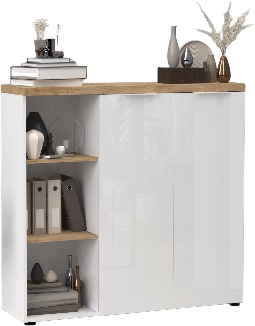 Home affaire Aktenschrank "Easy H 115 cm, Büroschrank, Mehrzweckschrank mit 2 Türen" Metallgriffe, Top 38 mm stark