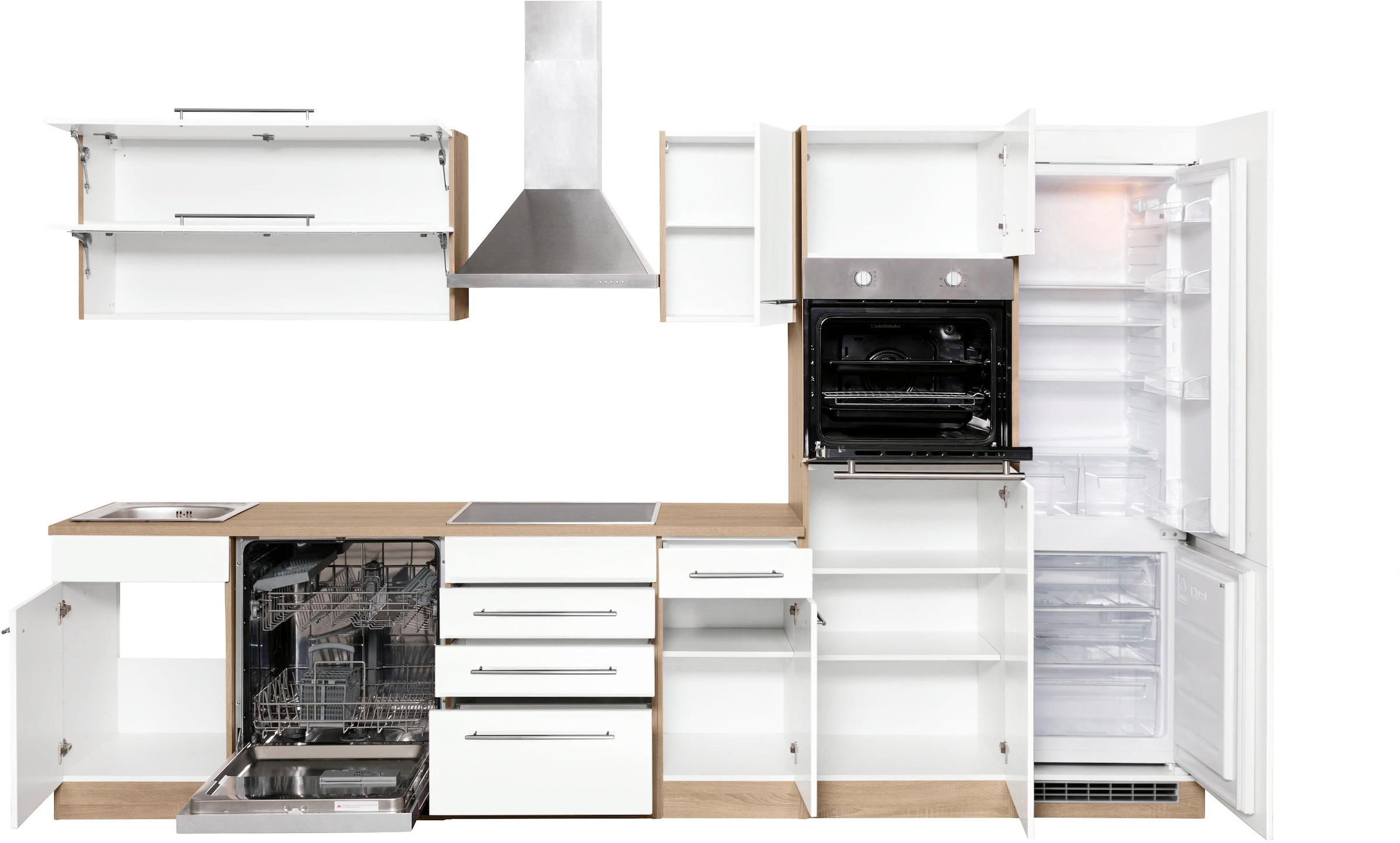 KOCHSTATION Küchenzeile »KS-Eton«, mit E-Geräten, Breite 330 cm