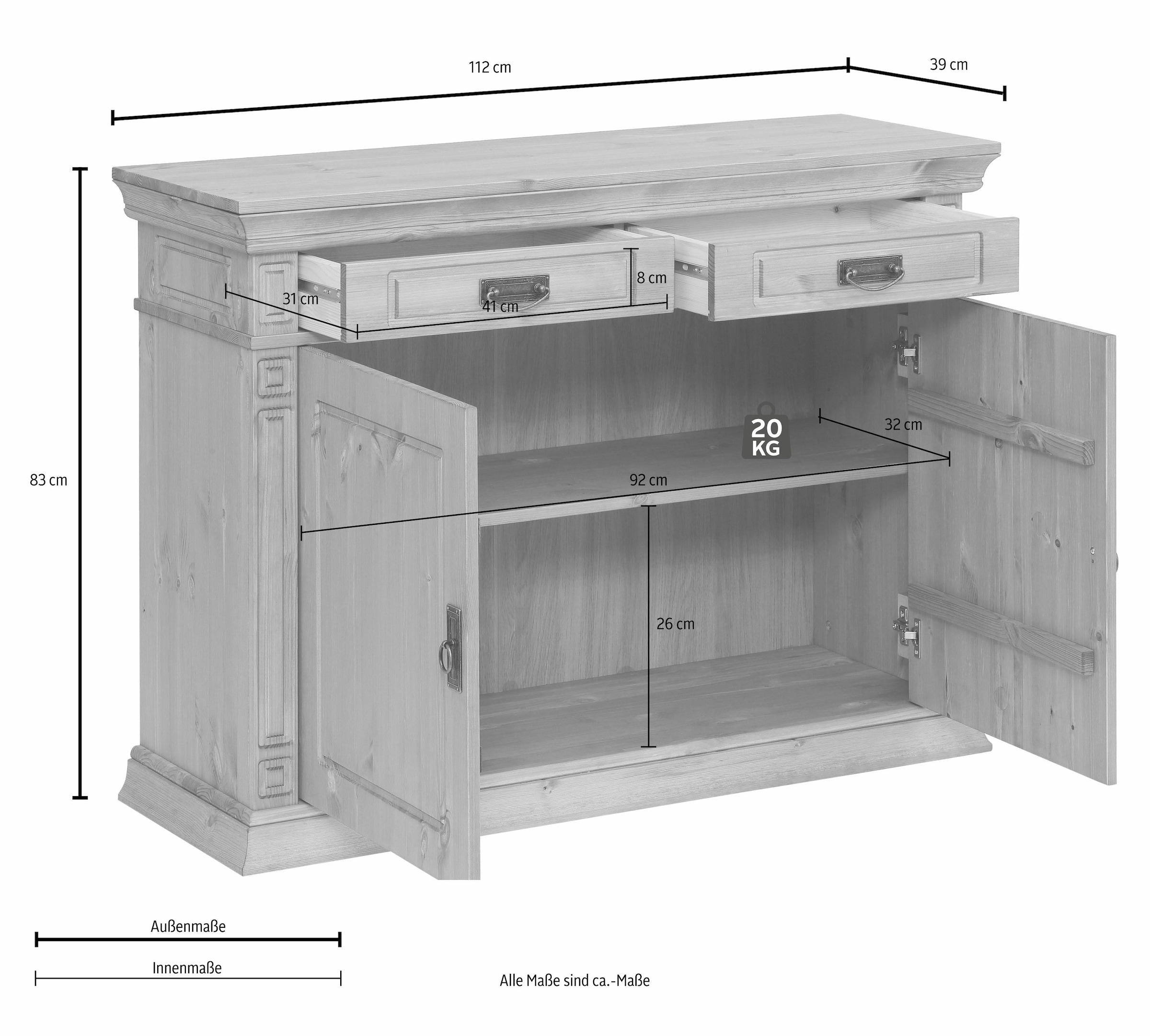 Home affaire Kommode »Vinales«, Breite 112 cm aus massiver Kiefer auf Raten  bestellen