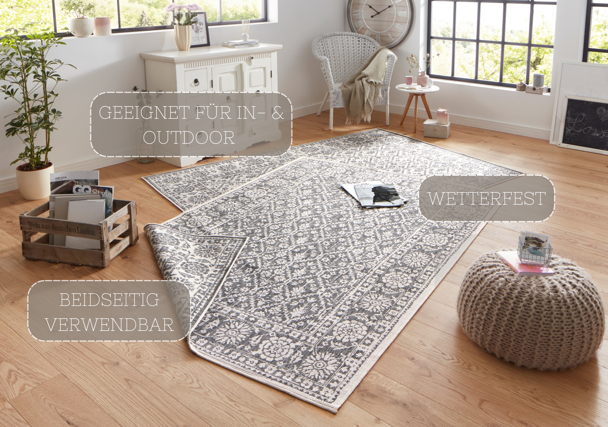 HANSE Home Teppich »Curacao« rechteckig 5 mm Höhe In-& Outdoor, Läufer, Wetterfest, Balkon, Wohnzimmer, Wasserfest