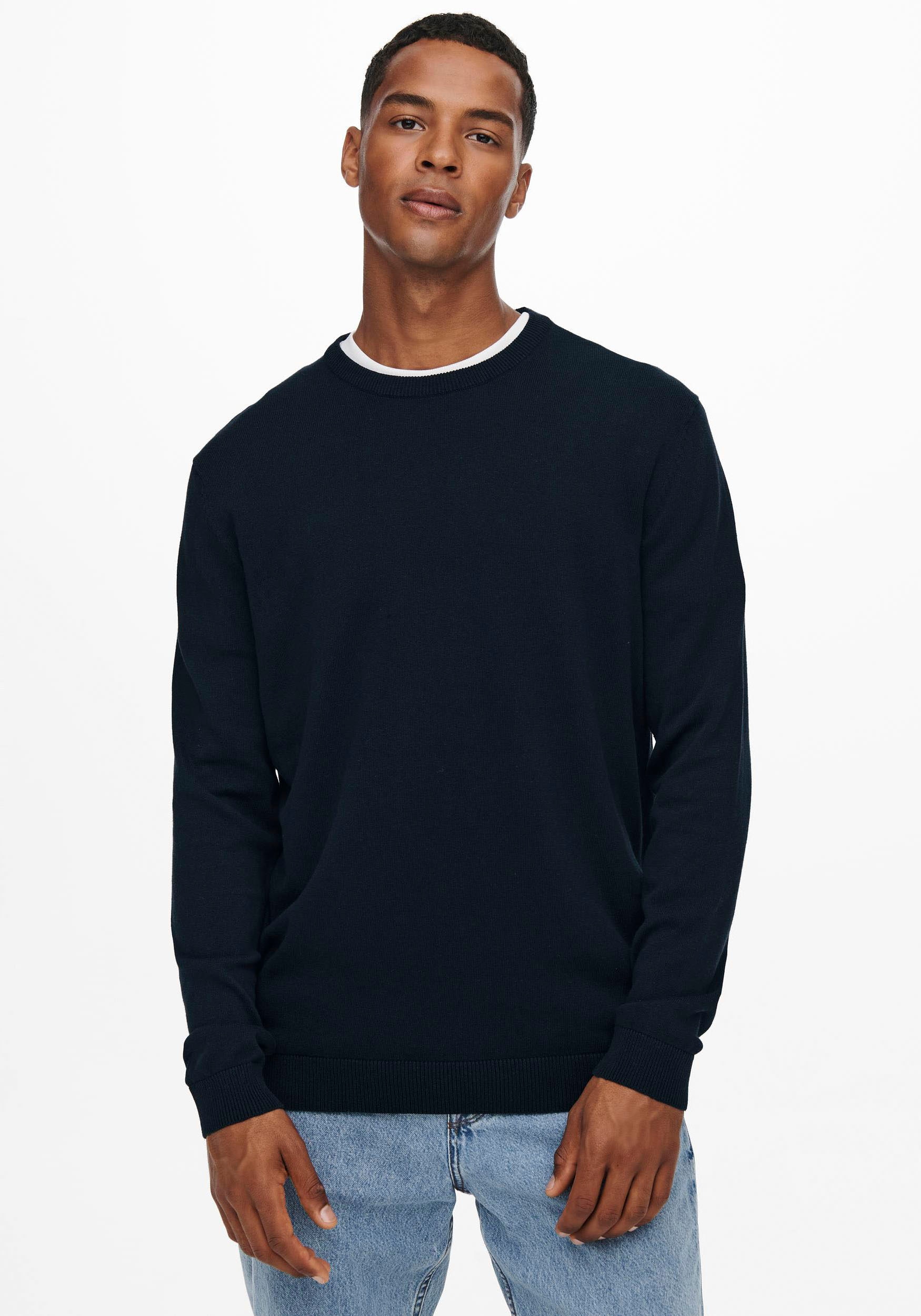 ONLY & SONS Rundhalspullover »ONSALEX 12 SOLID CREW NECK KNIT«