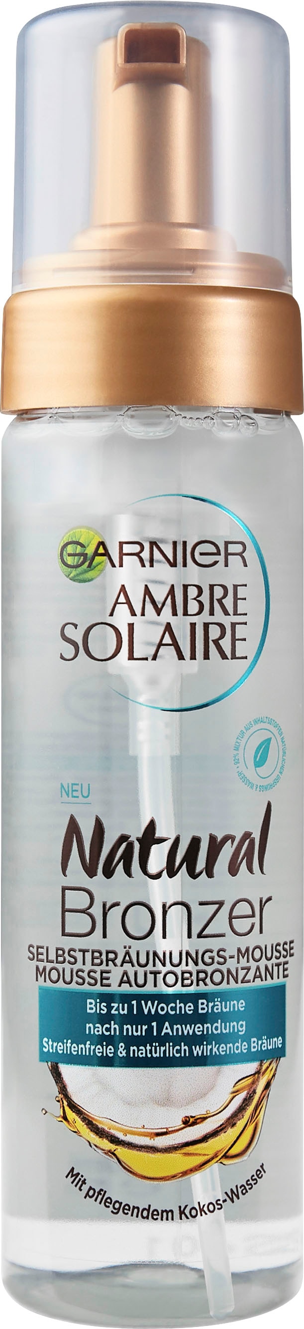 GARNIER Selbstbräunungsmousse »Ambre Solaire Natural Bronzer«, mit pflegendem Kokoswasser