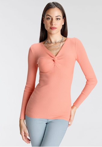 Melrose V-Ausschnitt-Pullover, mit Knoten-Detail am Ausschnitt - NEUE KOLLEKTION kaufen