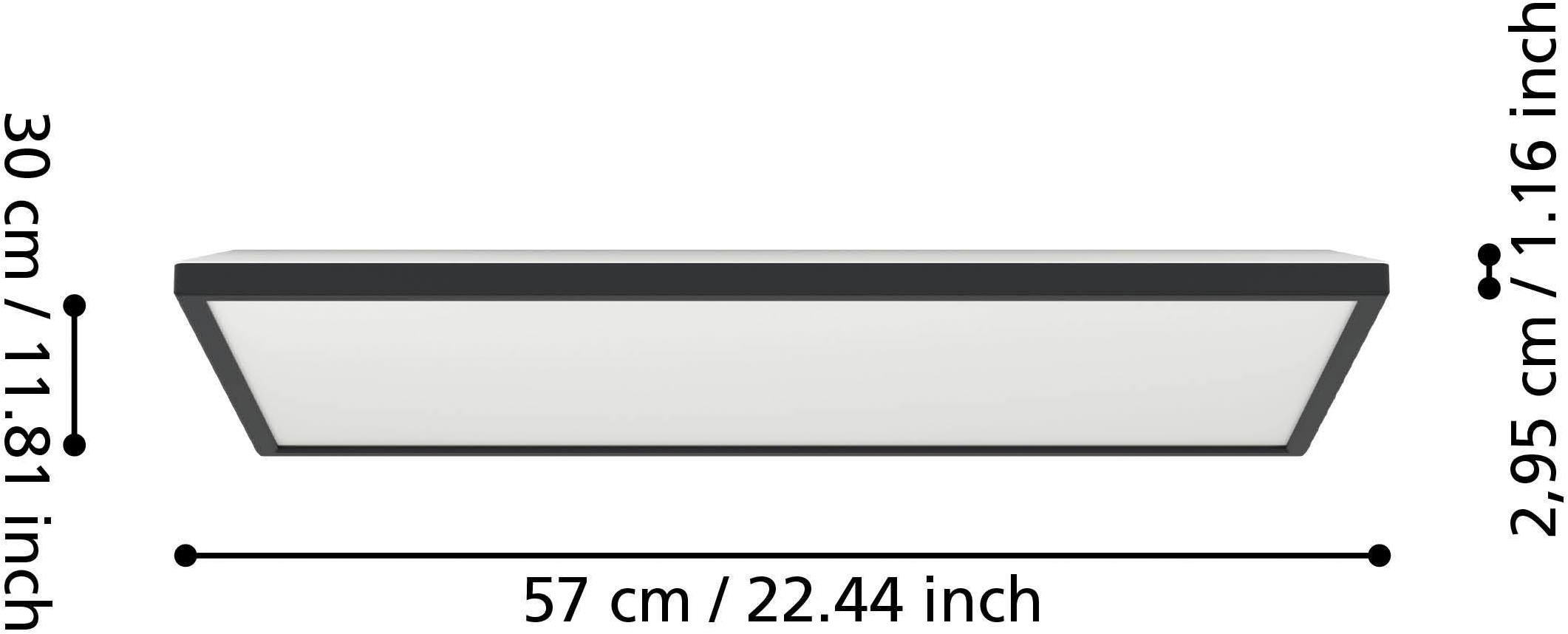 EGLO Deckenleuchte »Rovito-Z Deckenlampe, ZigBee 3.0, Kunststoff, Badezimmerlampe, IP44« LED-Modul 1 Stk. Kaltweiß | RGB Wand-/Deckenleuchte - L57 x B30 x H3 cm - schwarz - 17,2W inkl.
