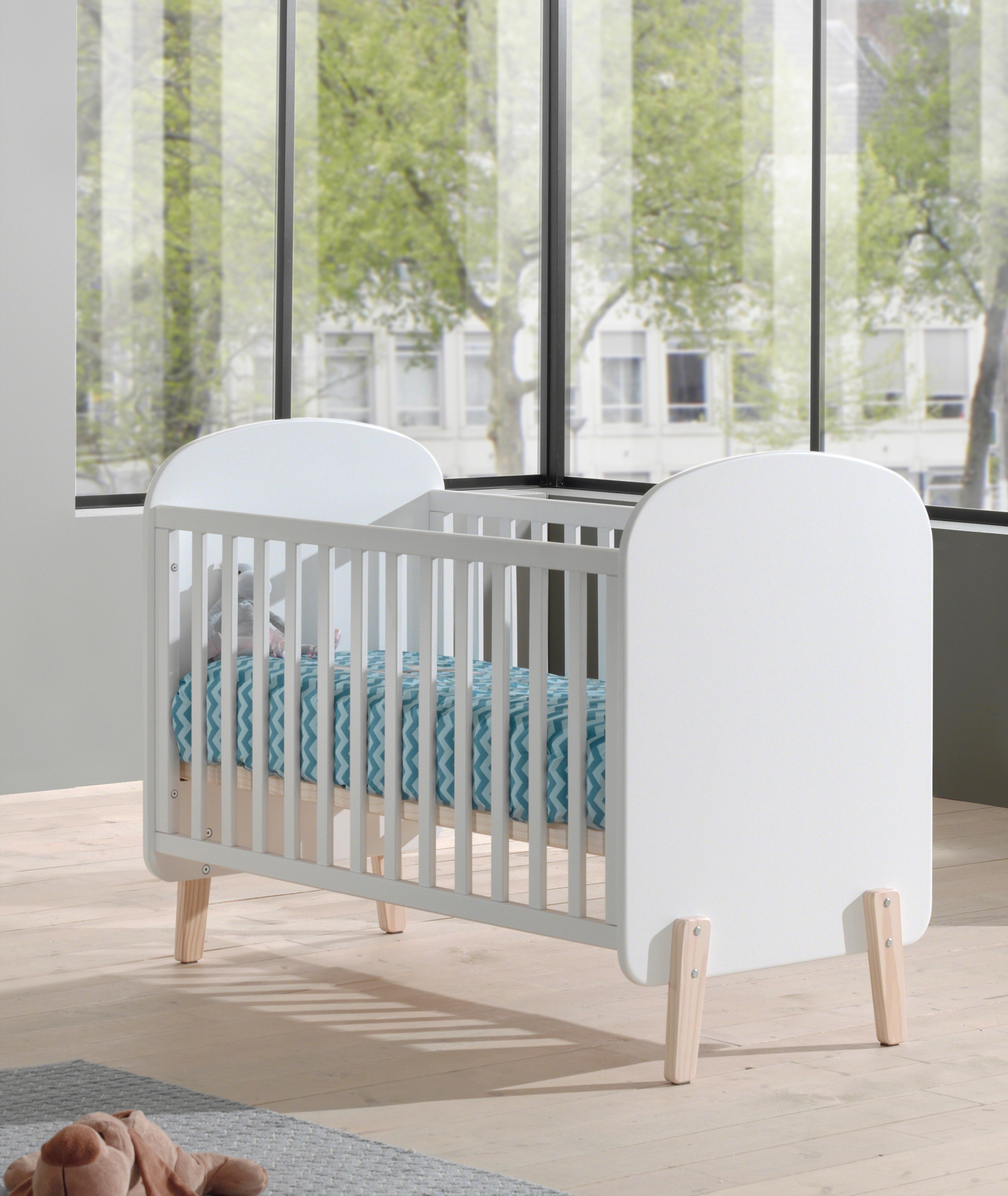 Vipack Babybett, Babybett mit Liegefläche 60 x 120 cm weiß lackiert