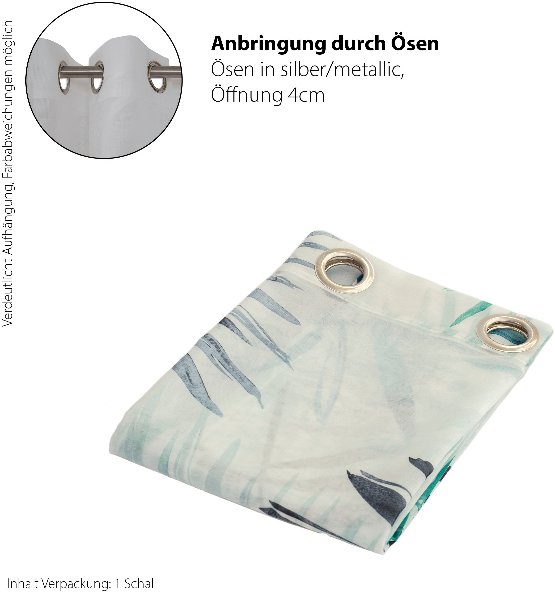 HOMING Gardine »Jane« Ösen 1 Stk. tlg. floral, Blumen, transparent, Wohnzimmer, Schlafzimmer