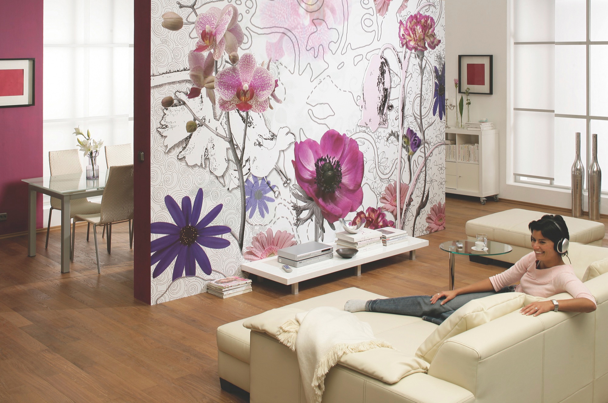 Komar Fototapete »Purple - Größe 368 x 254 cm«, bedruckt, Wohnzimmer, Schlafzimmer