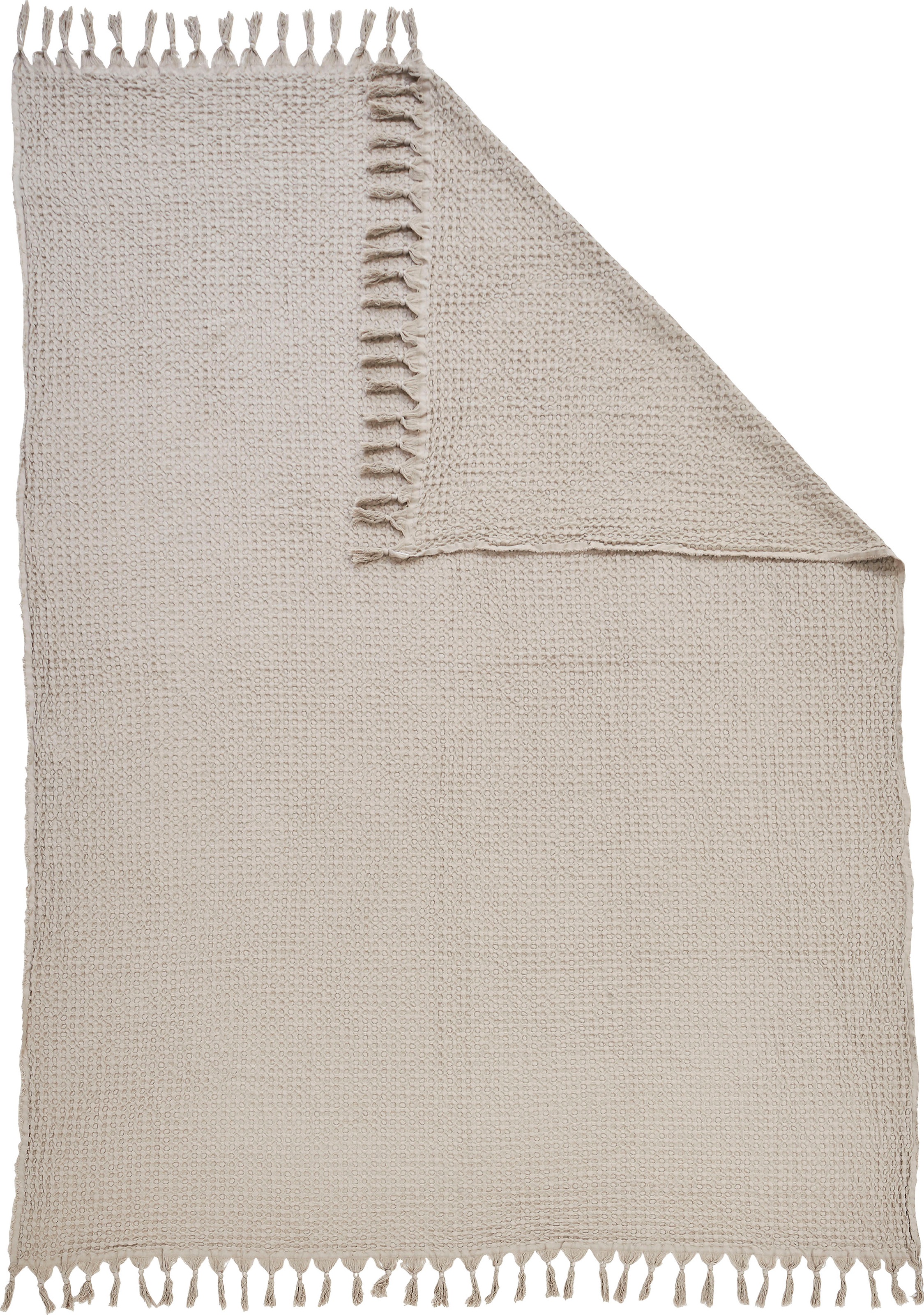 done.® Wohndecke »Ella«, Wohndecke mit Waffelstruktur und handgeknoteten Fransen, Kuscheldecke