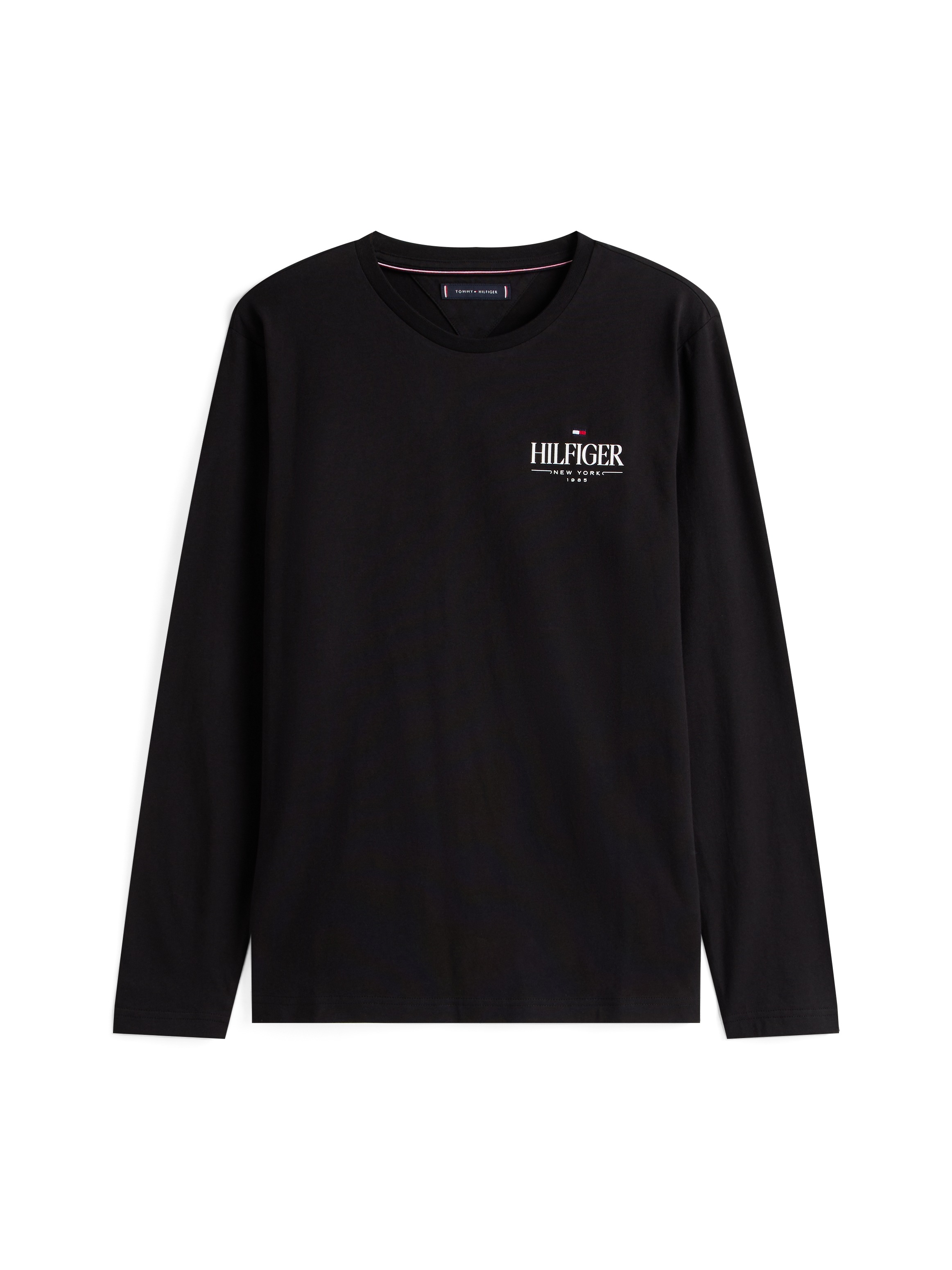 Tommy Hilfiger Longsleeve »HILFIGER STACK LS TEE« Kontrastfarbener Print auf der Brust