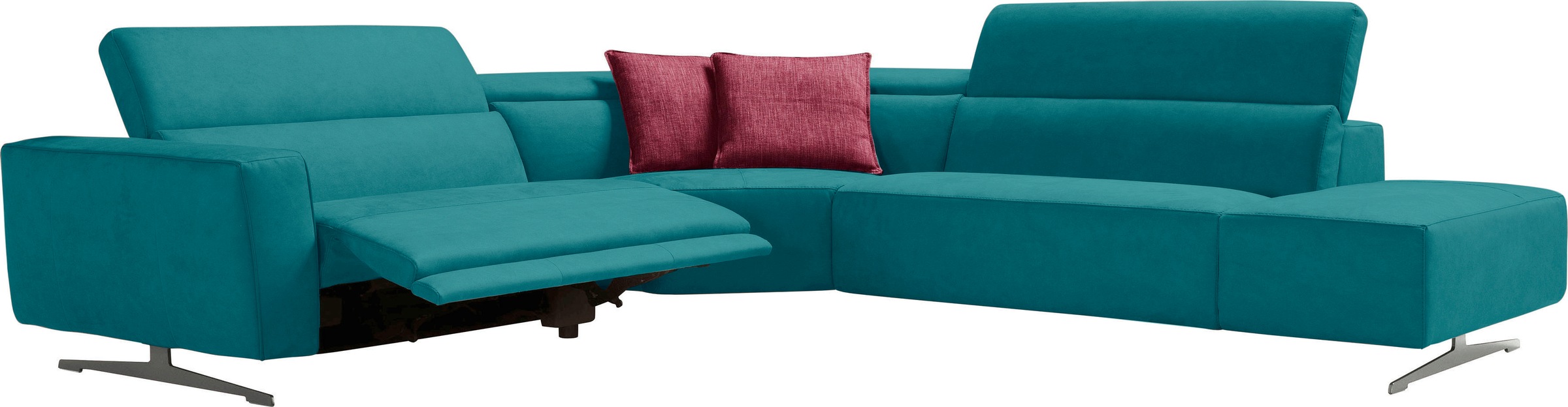 Egoitaliano Ecksofa »Stefanie-e, Designsofa der Extraklasse, bequem mit hohem Sitzkomfort«, mit Relaxfunktion und verstellbaren Kopfteilelementen
