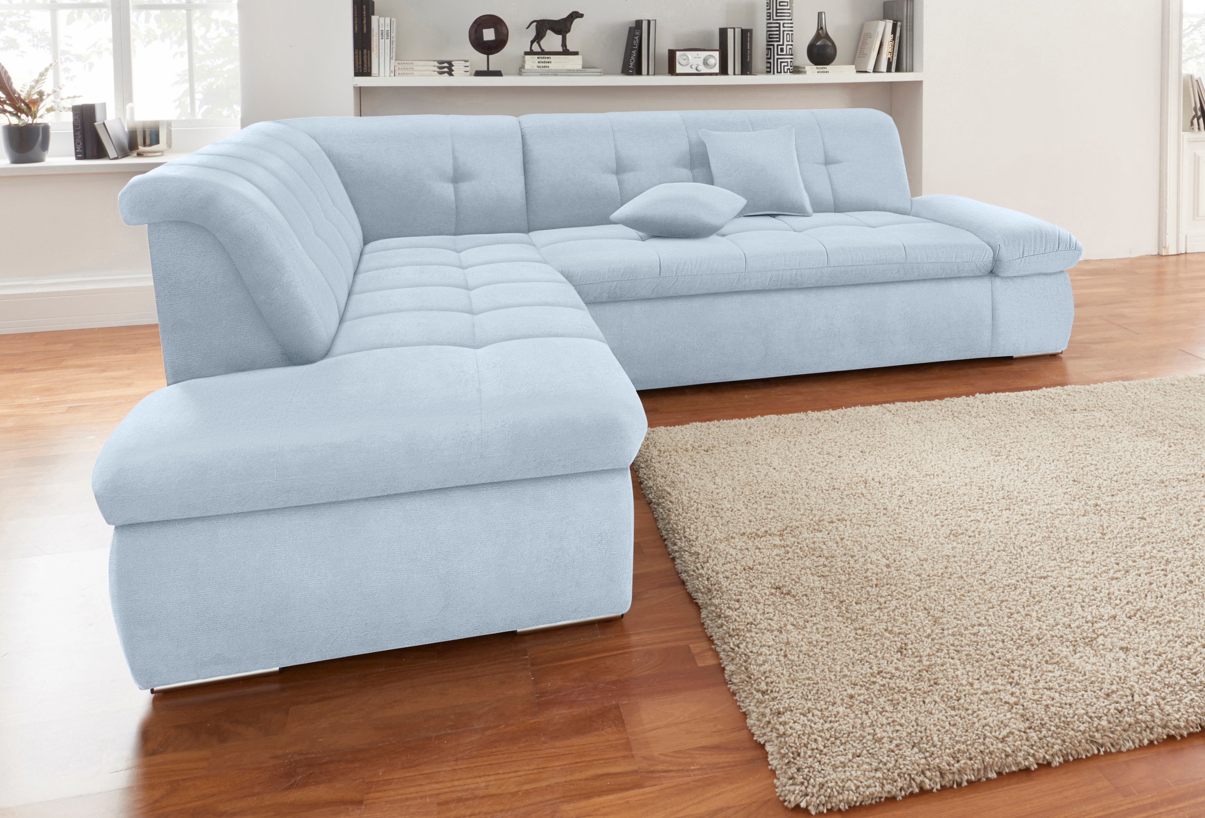 Ecksofa »Moric Luxus incl. Zierkissen B/T/H: 273/216/80 cm«, XXL, L-Form, bis 140kg...