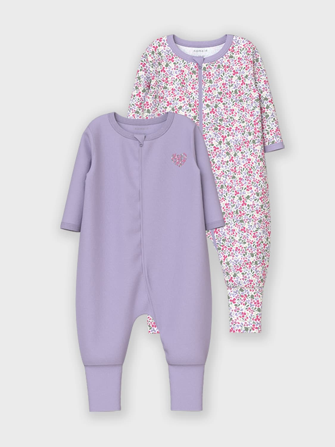 Name It Schlafanzug »NBFNIGHTSUIT 2P ZIP FF PETIT FLOWER NOOS«, (Set, 2 tlg.)