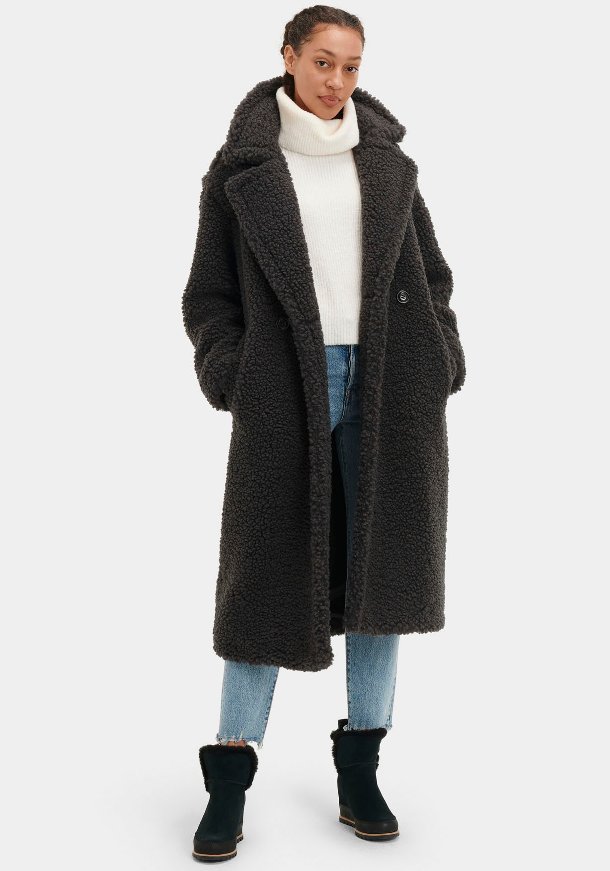 UGG Fellimitatmantel »W GERTRUDE LONG TEDDY COAT«