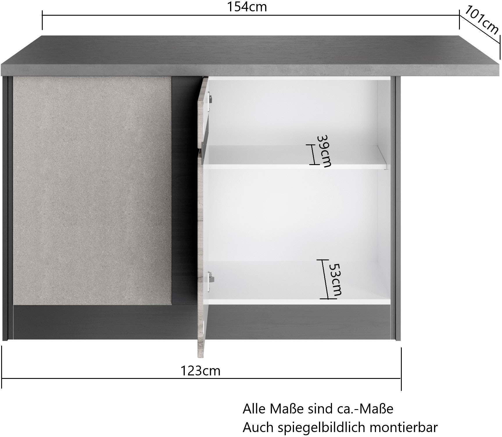 KOCHSTATION Winkelküche »KS-Riesa«, Stellbreite 490/153 cm, ohne E-Geräte