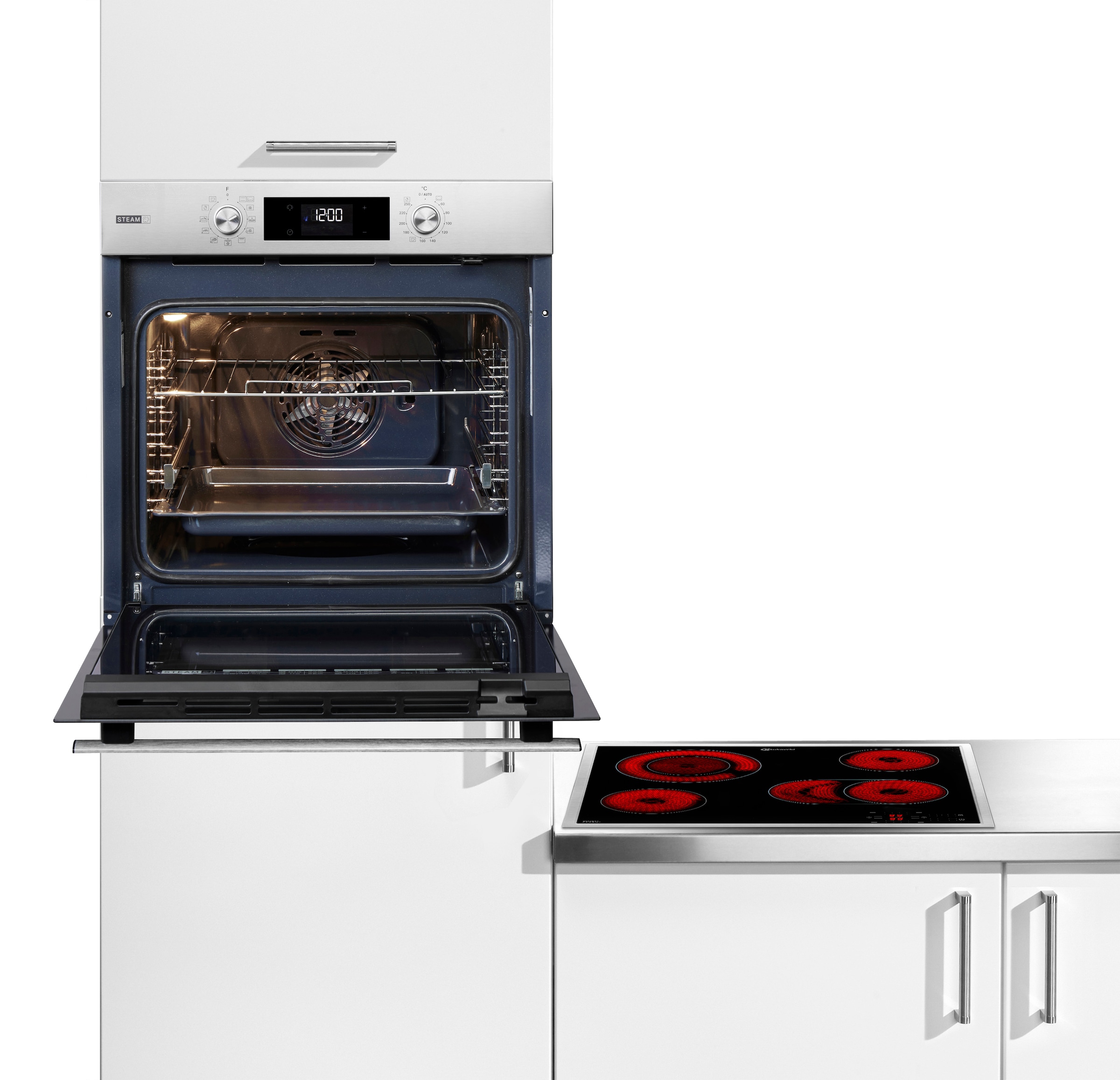 BAUKNECHT Backofen-Set »BAKO 760 Steam IN« mit 1-fach-Teleskopauszug Hydrolyse Set, 2 Stk. tlg. GentleSteam - für ein saftiges Inneres und ein knuspriges Äußeres