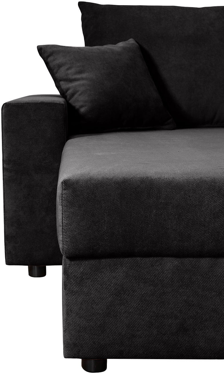 COLLECTION AB Wohnlandschaft »Pico U-Form, Breite 252, mit Schlaffunktion, Bettkasten & Zierkissen«, Wohnlandschaft,2 X Ottomane,Polyätherschaum Polsterung
