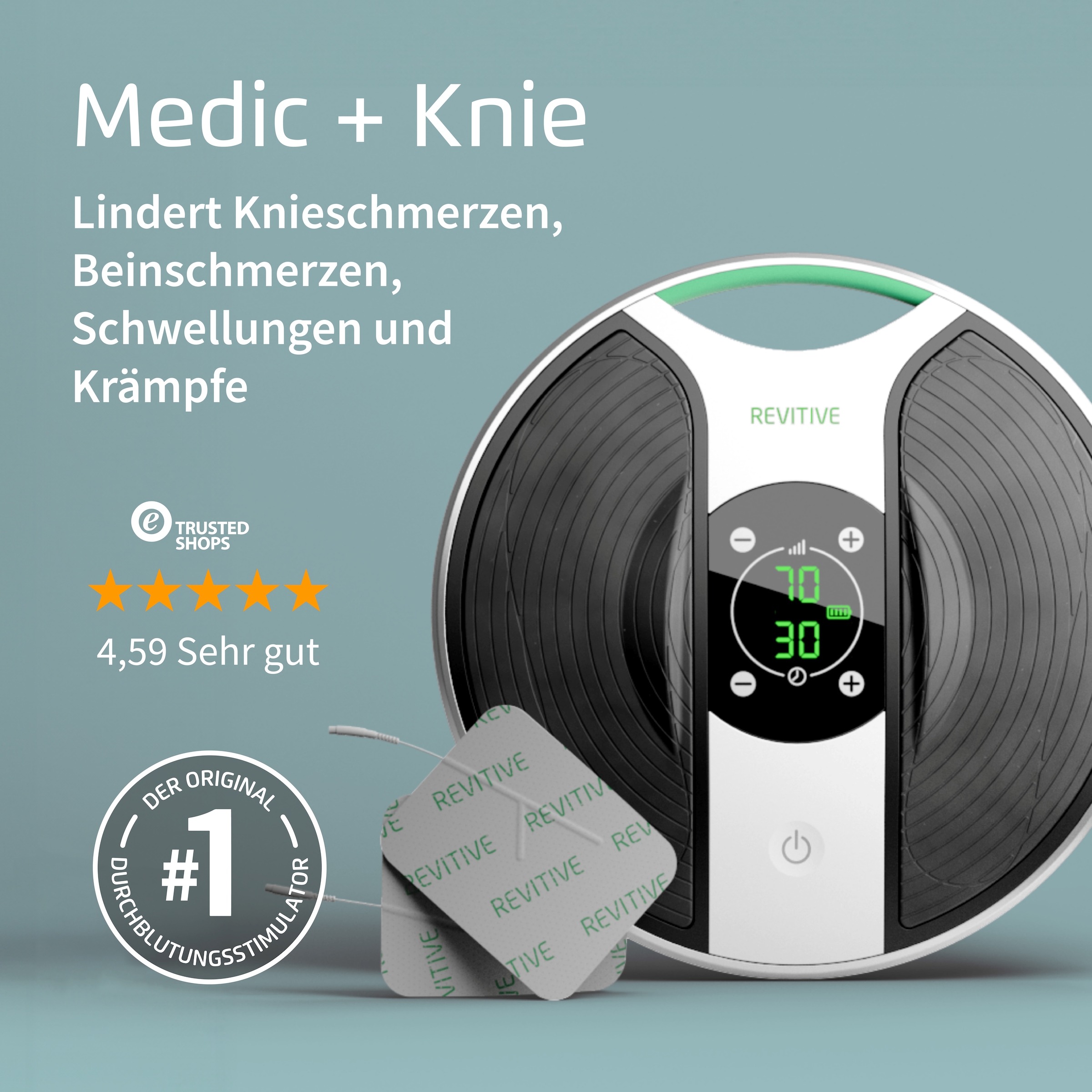 REVITIVE EMS-Fußmassage-Gerät »Medic Plus Knie Durchblutungs-Stimulator« Lindert Beschwerden, schlechte Durchblutung, Schwellungen, Krämpfe