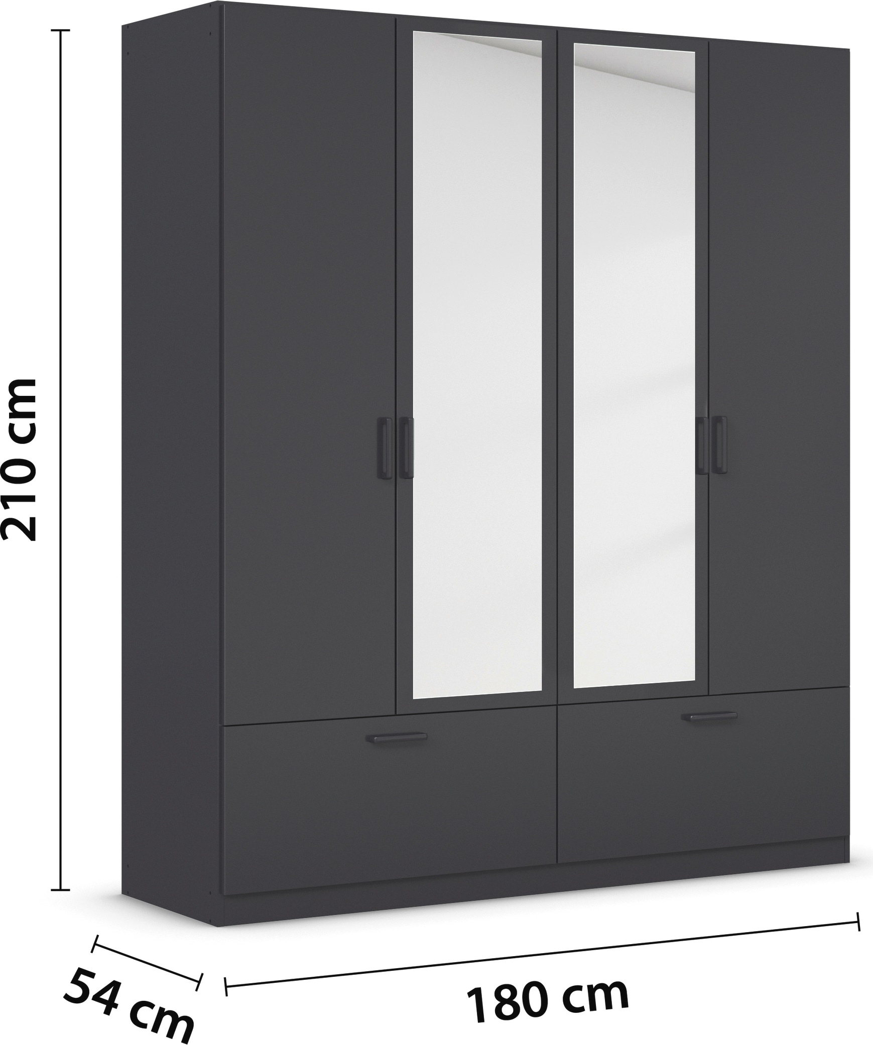 rauch Drehtürenschrank »Kleiderschrank Schrank Garderobe Wäscheschrank BARI mit Spiegel« mit Schubkästen und modernem Griff in Graumetallic MADE IN GERMANY