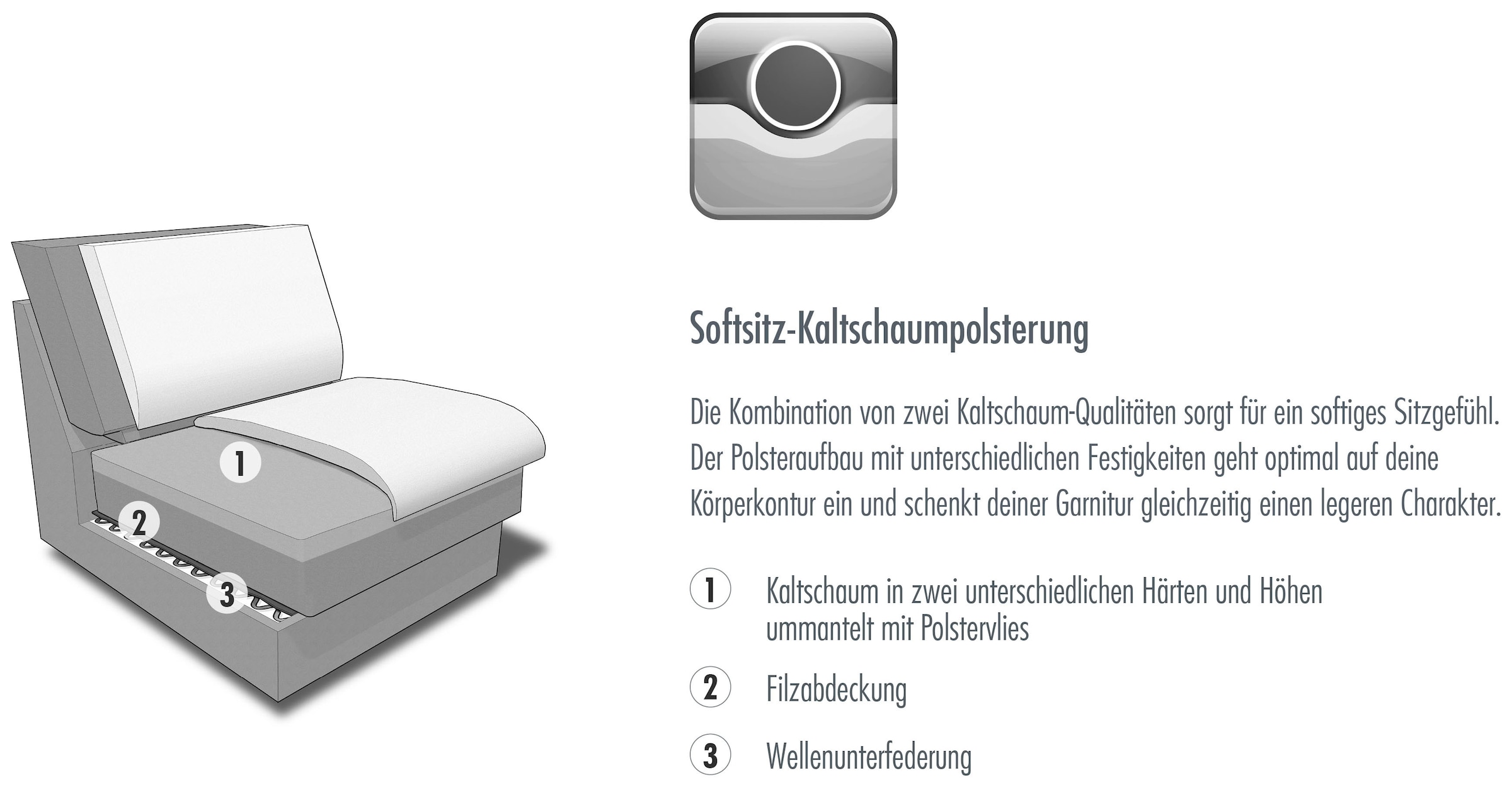 Die PlanBar Big-Sofa »Bigsofa ZE-EM24138, B: 264 cm« SoftSitz-Kaltschaumpolsterung, wahlweise mit Sitztiefenverstellung