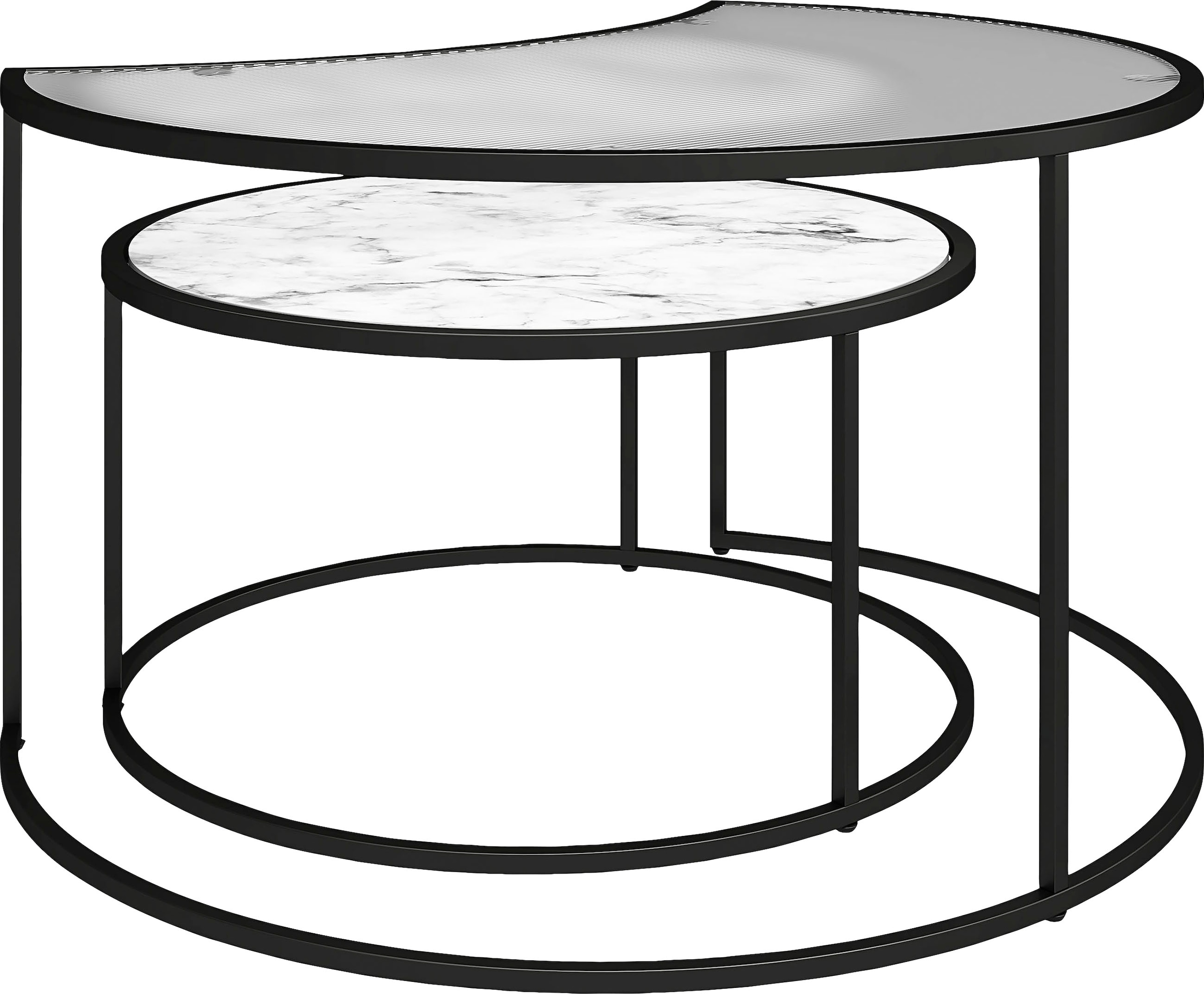 Dorel Home Couchtisch »Moon«, (2 St.), mit obere Tischplatte aus geriffeltem Glas, Höhe 45 cm