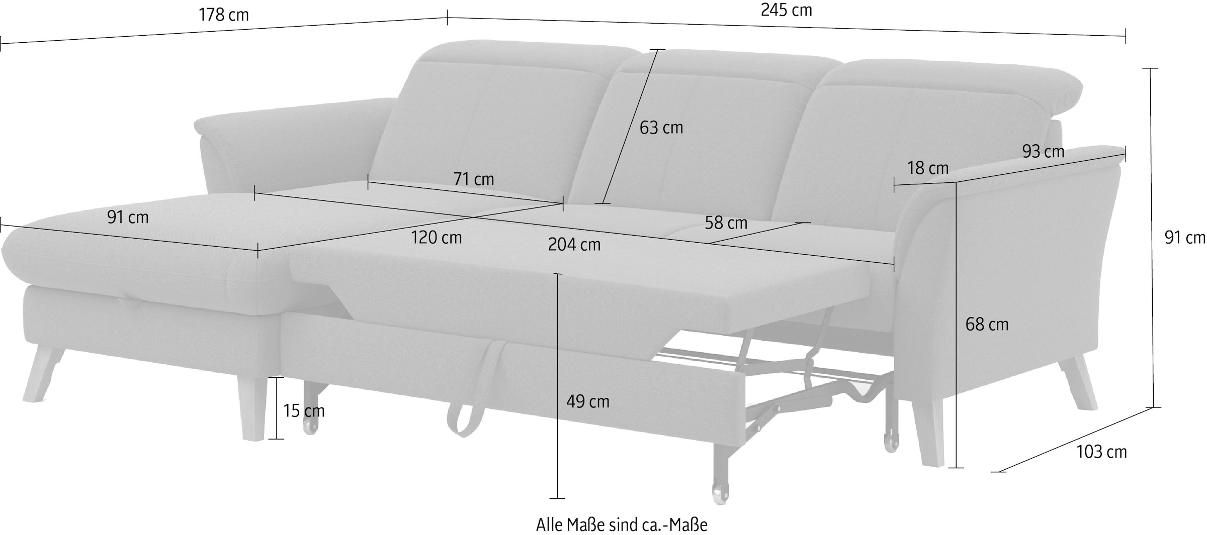 sit&more Ecksofa »Romero L-Form«, wahlweise mit oder ohne Relax-Funktion, Bettfunktion, Bettkasten