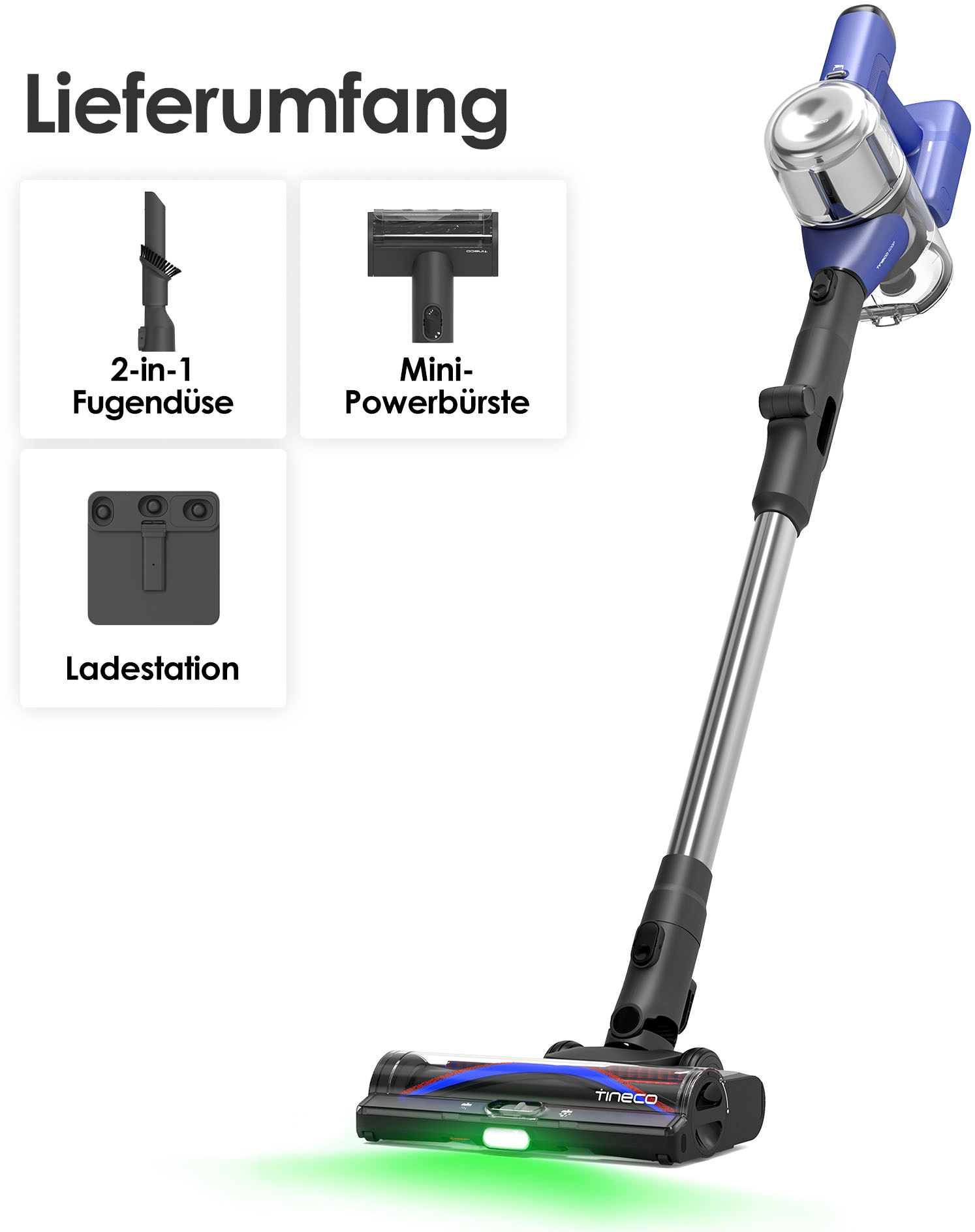 Tineco Akku-Hand-und Stielstaubsauger »Pure One S50 Pro«, Freistehende Ladestation, Anpassung der Saugleistung, 95Min Power-Akku