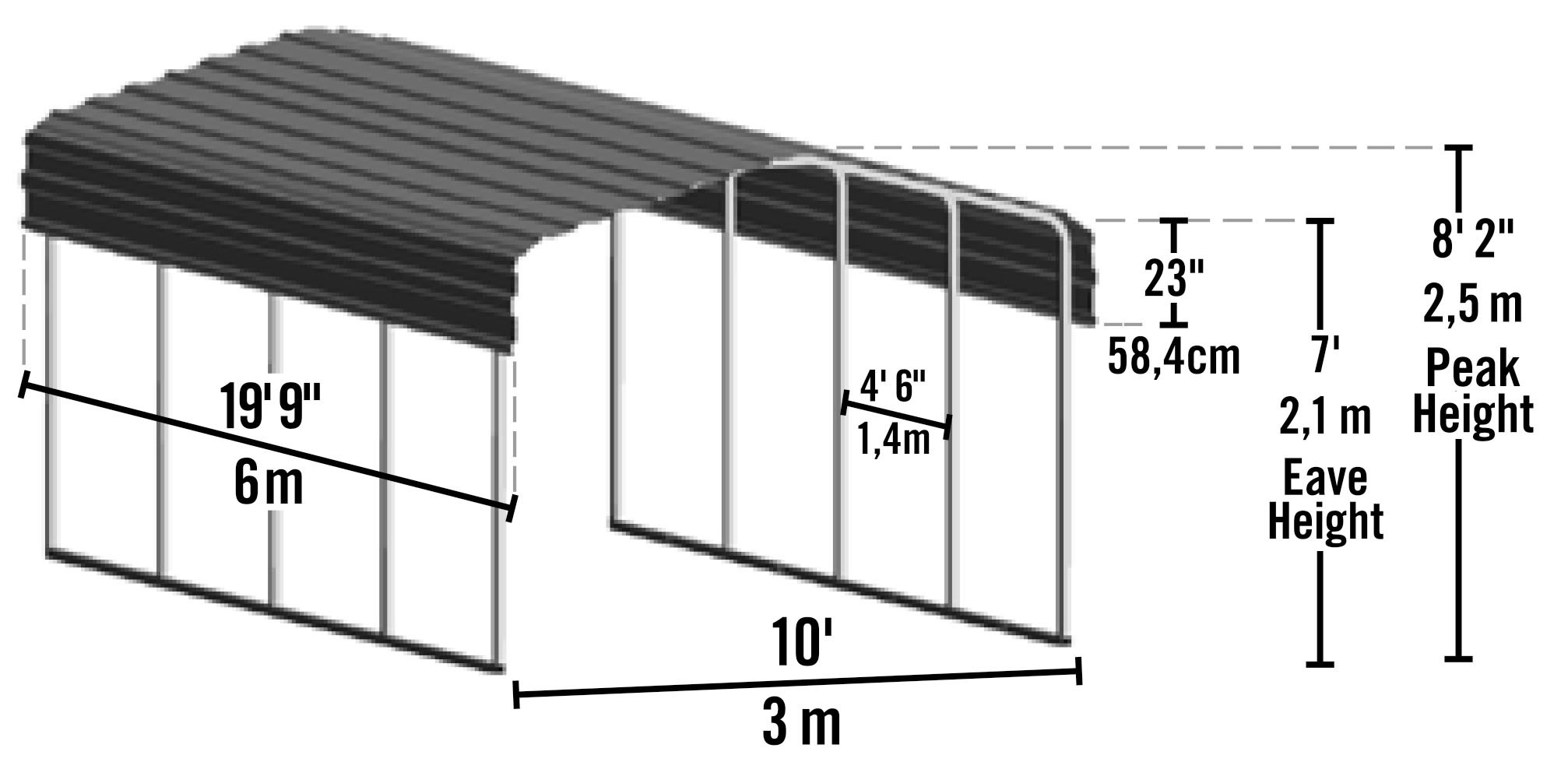 ShelterLogic Einzelcarport »Mailand«, Stahl, 300 cm, Schwarz, aus Stahl, Schneelast bis zu 160 kg/m²
